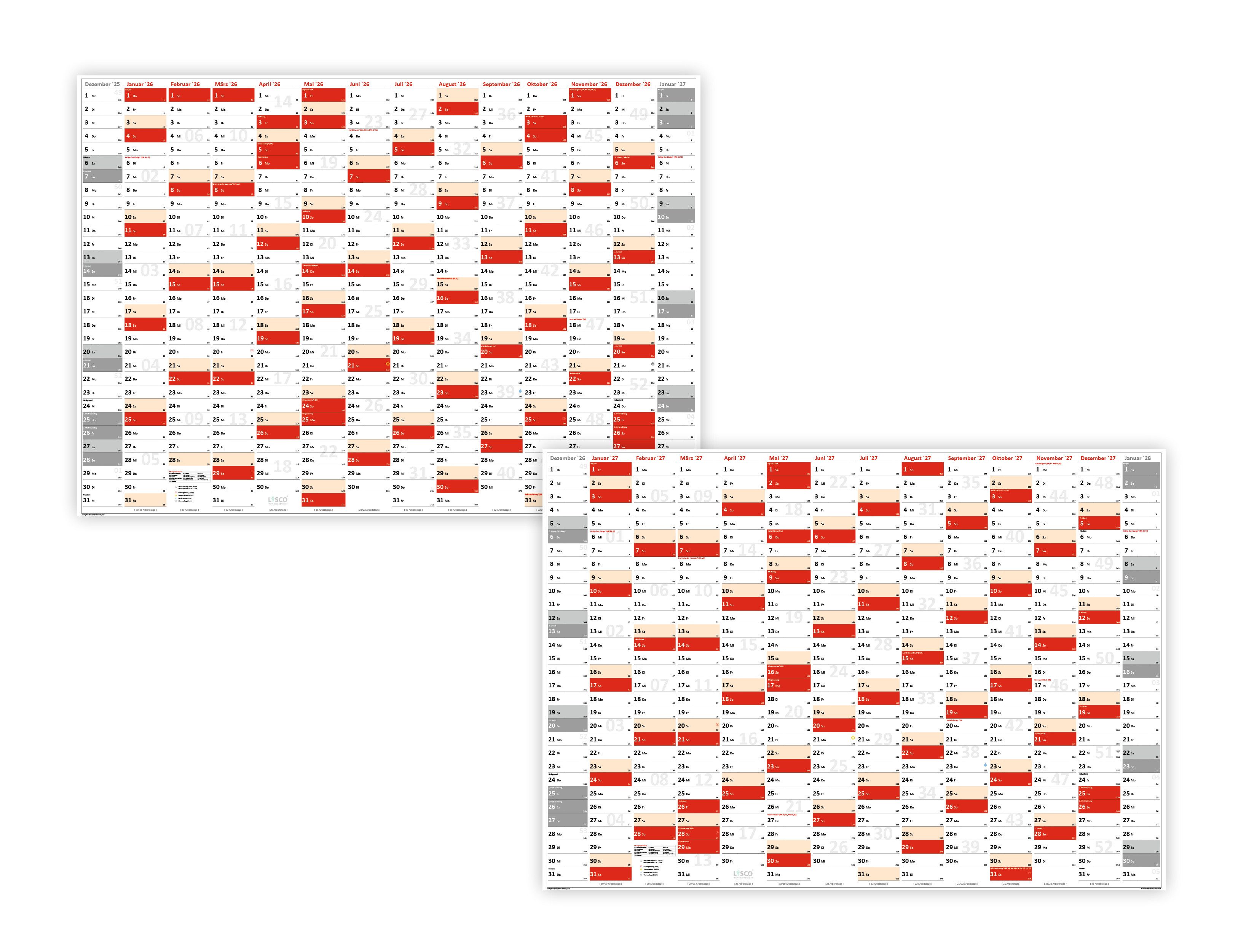 Wandkalender XL Wandplaner DIN A1 2026 + 2027 Kalender extra große Tageskästchen