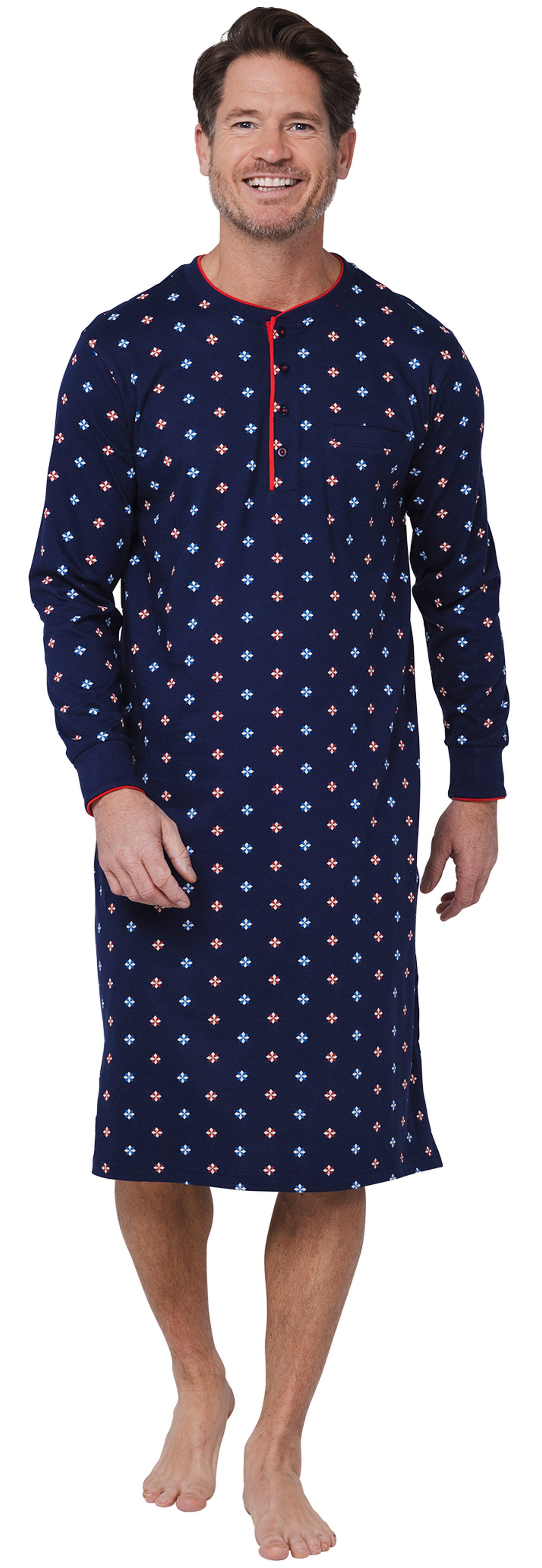 Pastunette Nachthemd Herren Schlafshirt mit langem Arm (1-tlg) Baumwolle günstig online kaufen