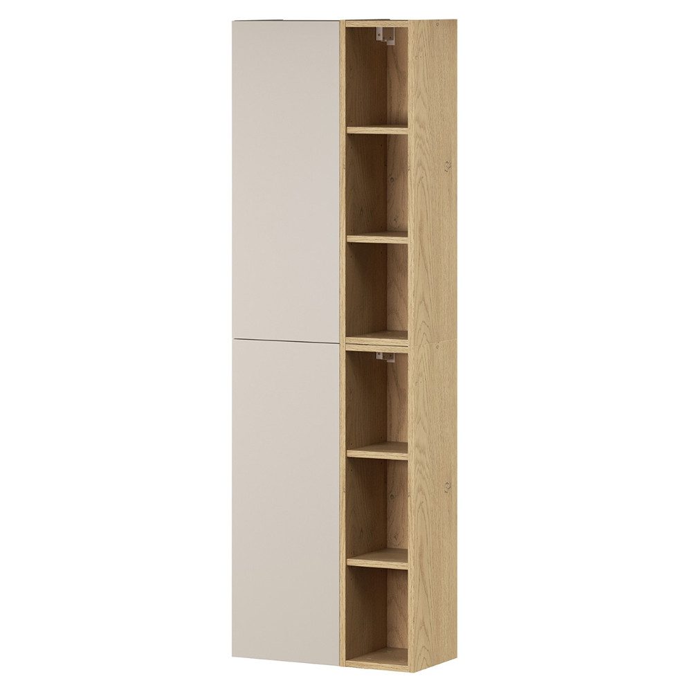 Lomadox Hochschrank DURANGO-56 50 cm breit in Eiche und kaschmir, 6 offene Fächer, 2 Türen