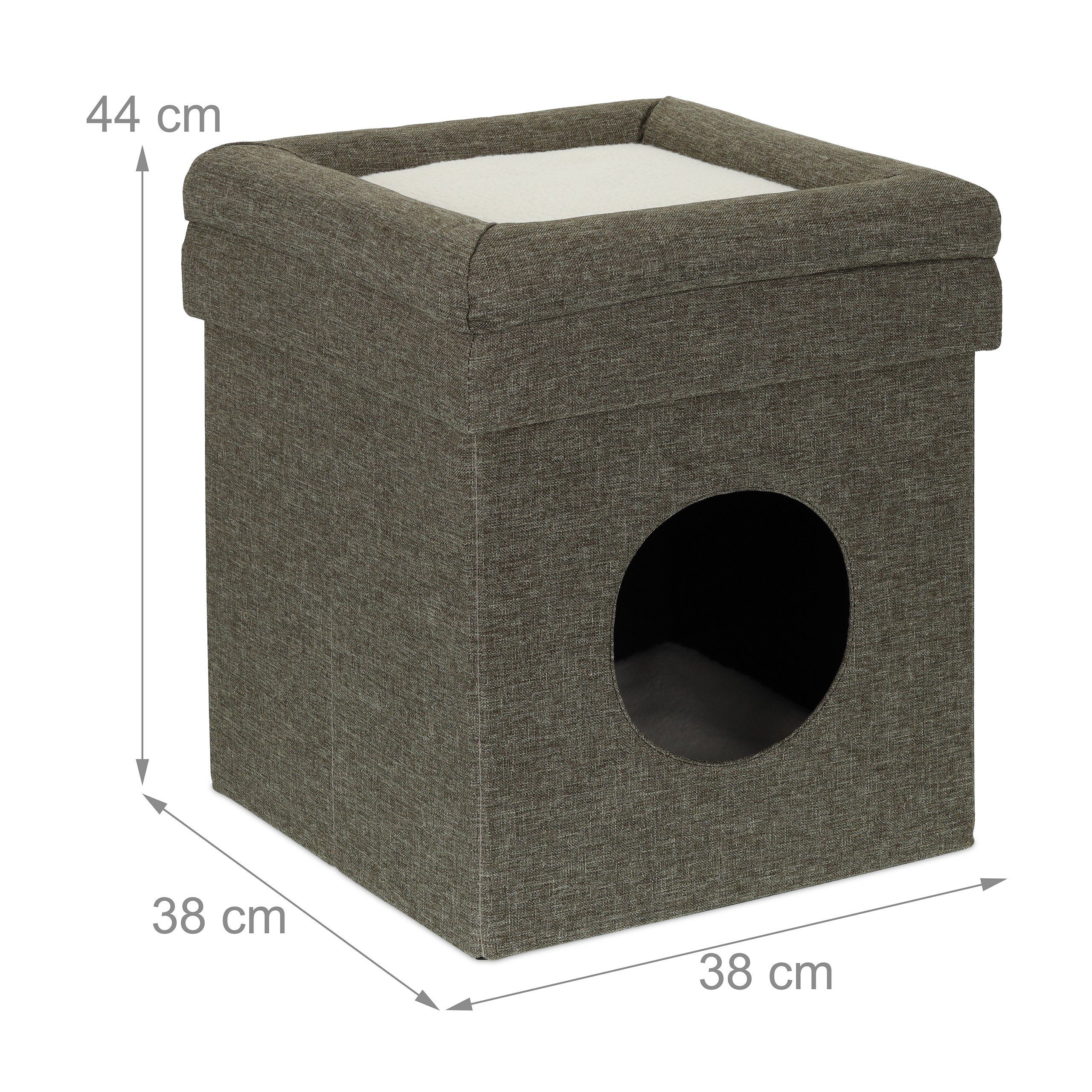 relaxdays Indoorhütte Katzenhöhle mit Dach faltbar