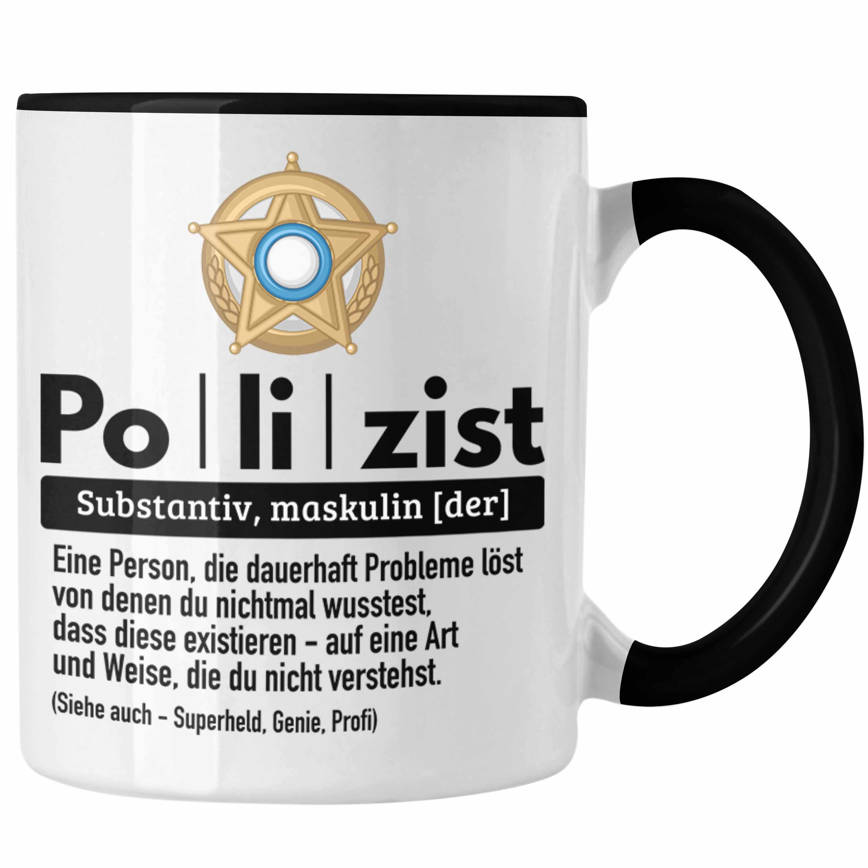 Schwarz Tasse Polizist Lustiger Trendation Bester Definition Spruch Tasse Polizei Geschenk