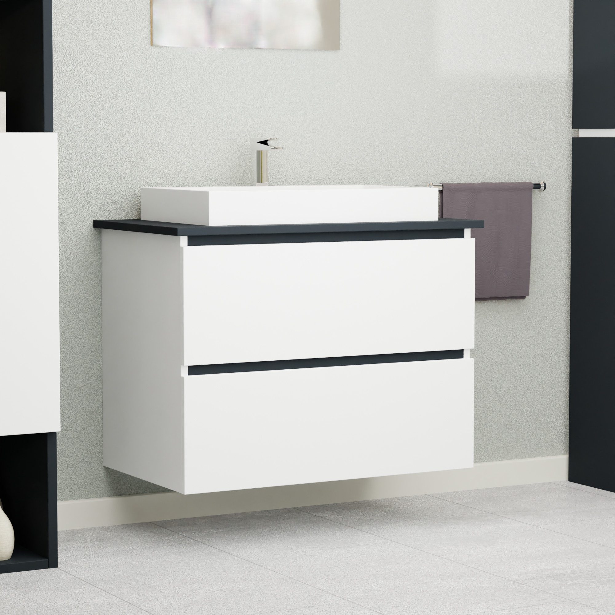 GARLIVO Waschbeckenunterschrank GLB-80 mit Schubladen, Badezimmer günstig online kaufen