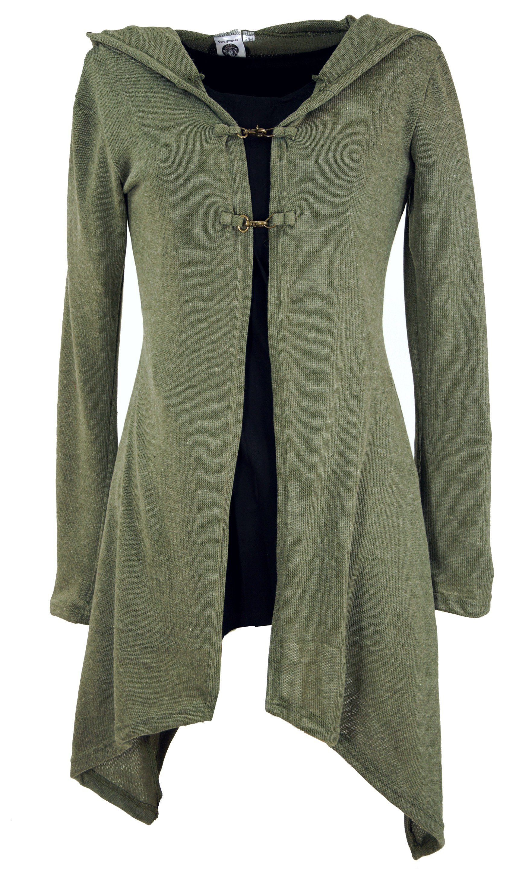 weiter.. mit Strickmantel khaki Guru-Shop Strickjacke, Lange Langjacke