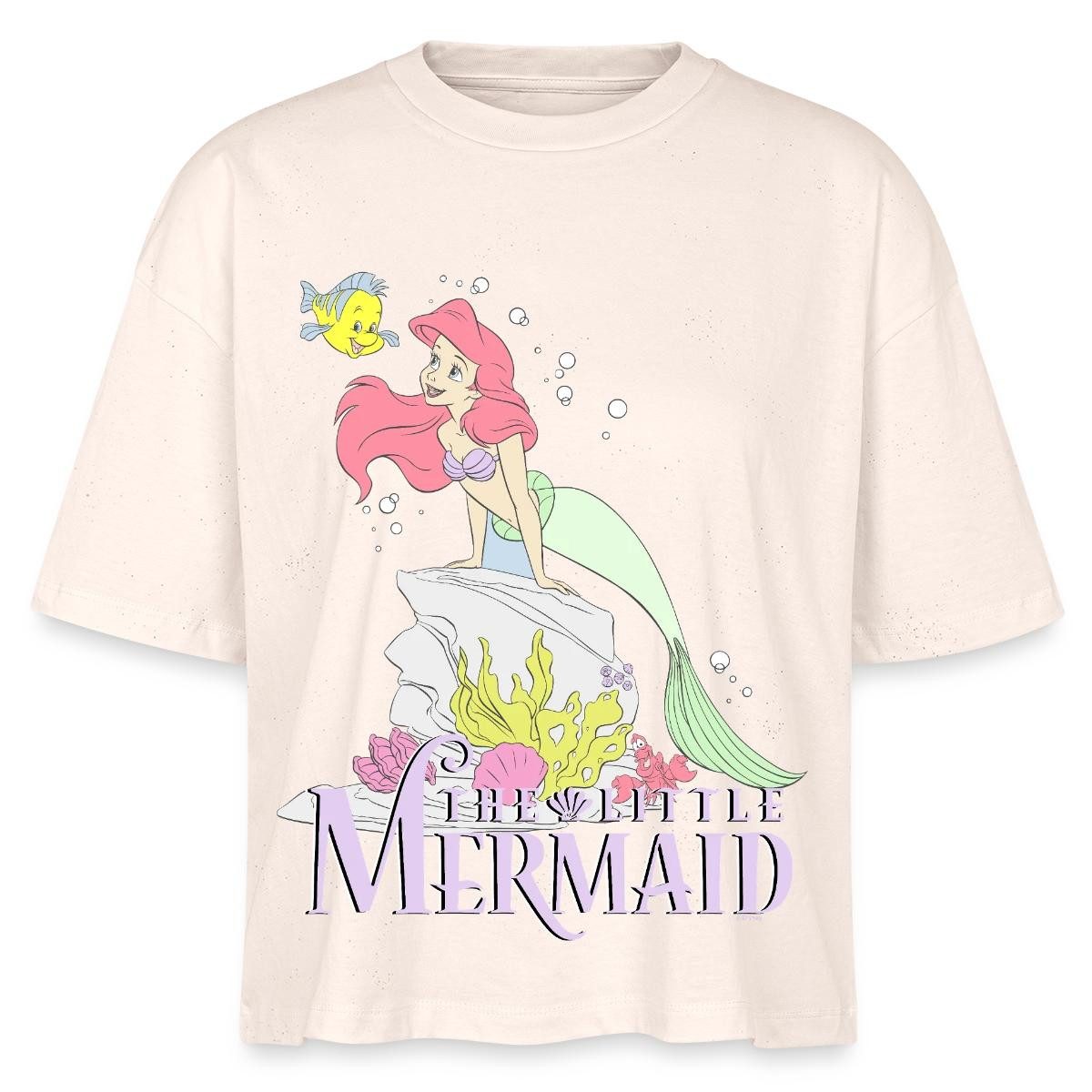 Spreadshirt T-Shirt Arielle Die Kleine Meerjungfrau Auf Fels Boxy Shirt Damen (1-tlg)