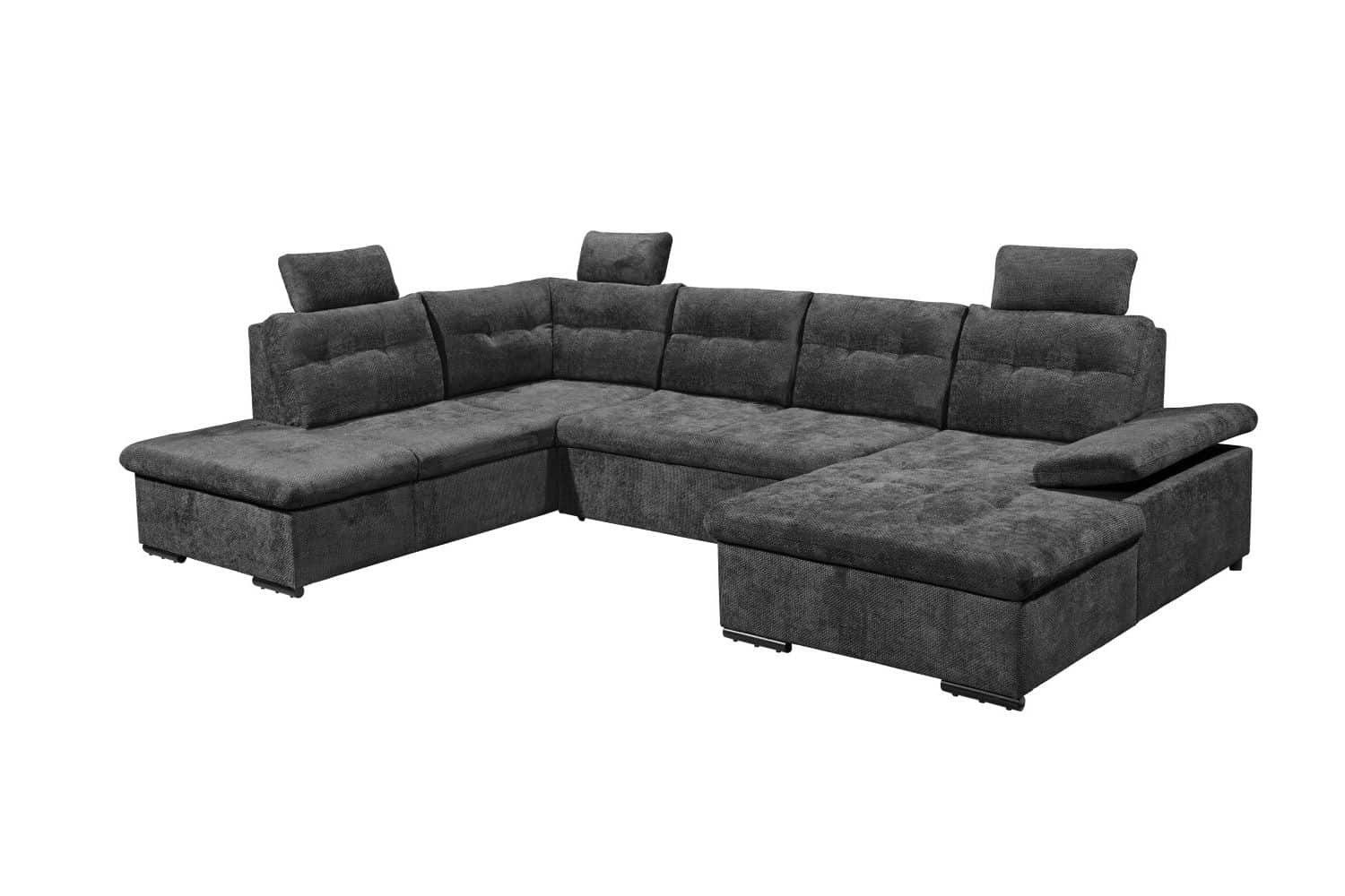 ED EXCITING DESIGN Wohnlandschaft Ronda, mit Schlaffunktion, Bettkasten, verstellbarer Armlehne, Kopfstützen