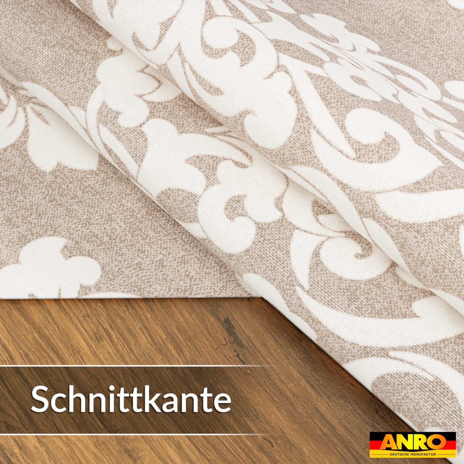 ANRO Tischdecke abwaschbar Baumwolloptik Barock Ornament Beige wetterfest (Einzelstück 1-tlg, eine Tischdecke), Stofftischdecke schmutzabweisend 160x140cm Barock Ornament Beige