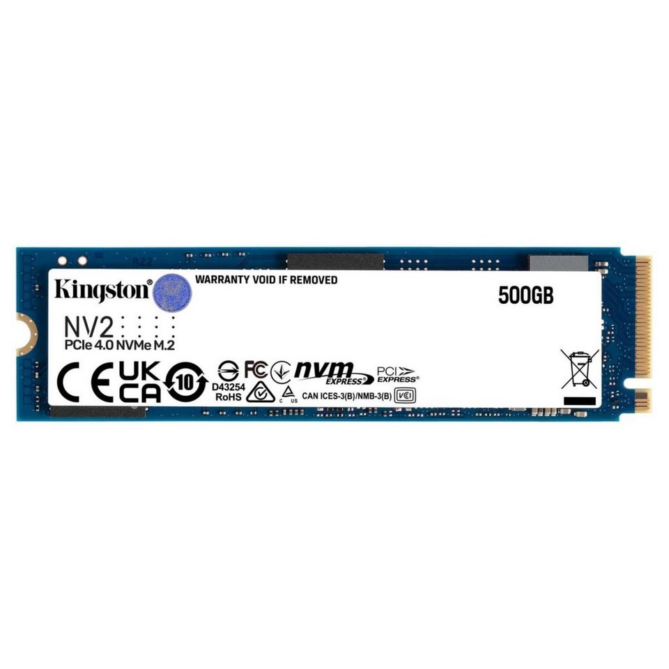 Kingston NV2 PCIe  NVMe SSD 500GB interne SSD (500 GB) 3500 MB/S  Lesegeschwindigkeit, 2100 MB/S Schreibgeschwindigkeit, Schnittstelle: PCI  Express
