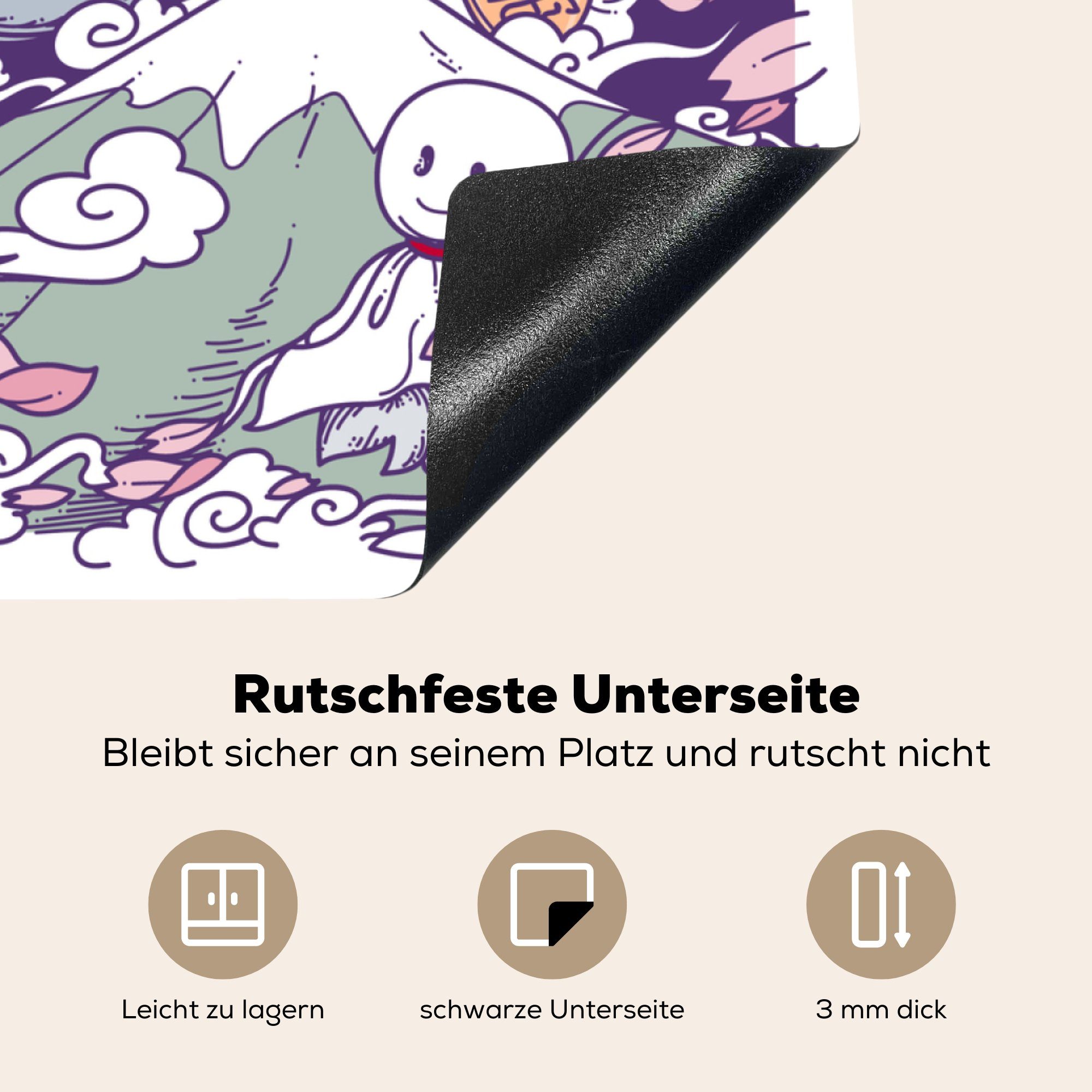 Arbeitsplatte der für MuchoWow japanischen Kultur, tlg), Ceranfeldabdeckung, Herdblende-/Abdeckplatte cm, Illustration küche (1 Vinyl, 78x78