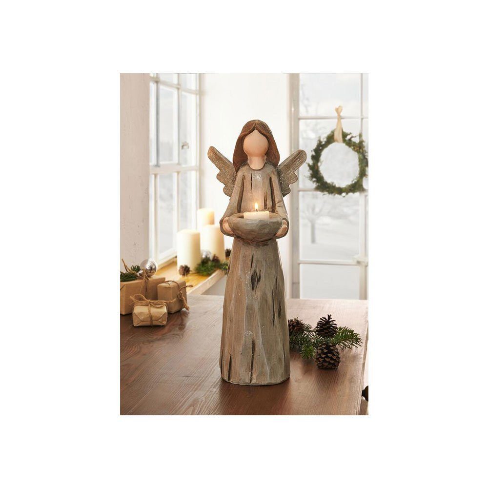 Home-trends24.de Teelichthalter Teelichthalter Engel Weihnachtsdeko Winter Figur Kerzen Beleuchtung