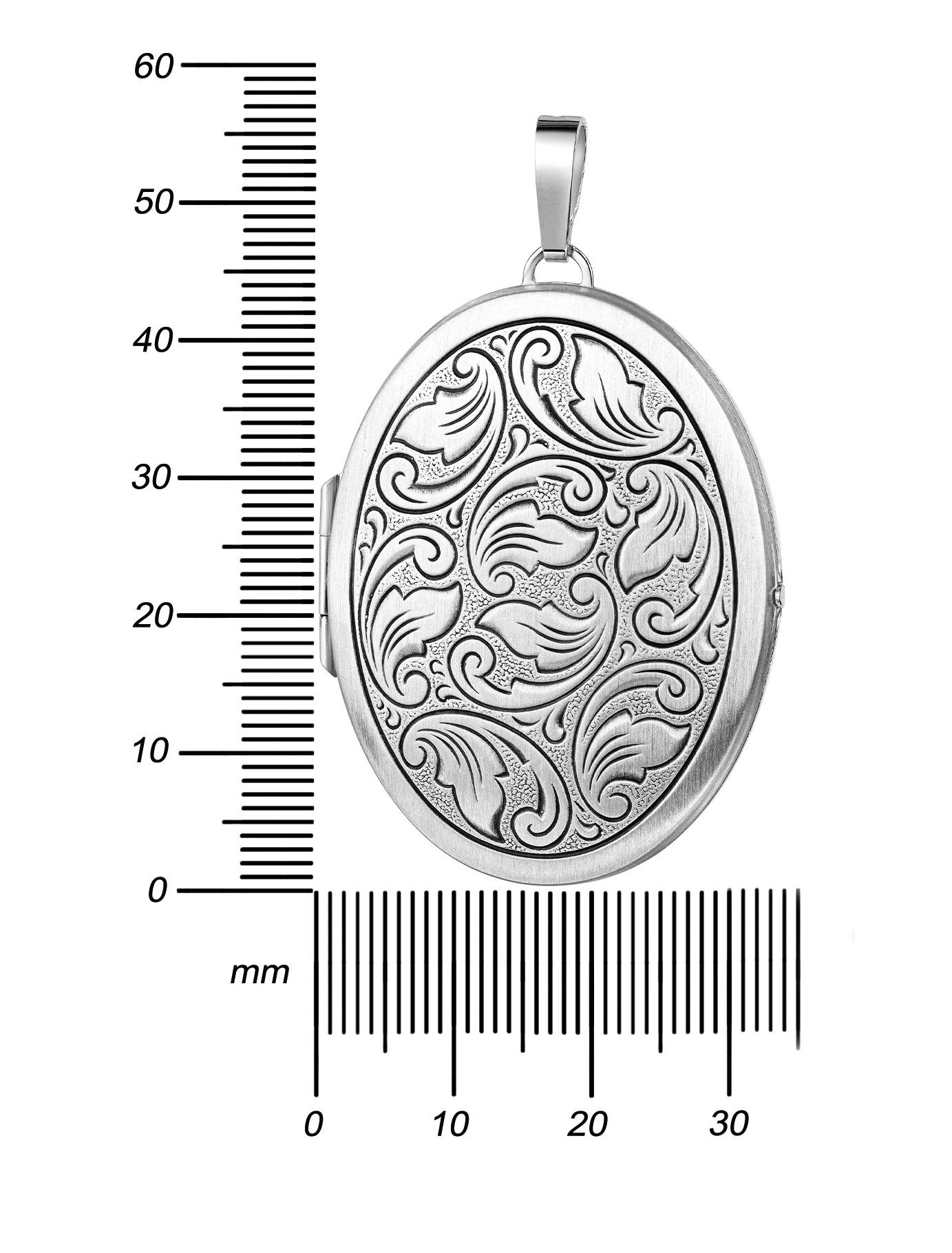 JEVELION Kettenanhänger großes Medaillon 925 Silber-Amulett zum Öffnen für 2 Fotos Bilder (Fotomedaillon, für Damen und Mädchen), Mit Kette Sterlingsilber - Län – Bild 2 von 5