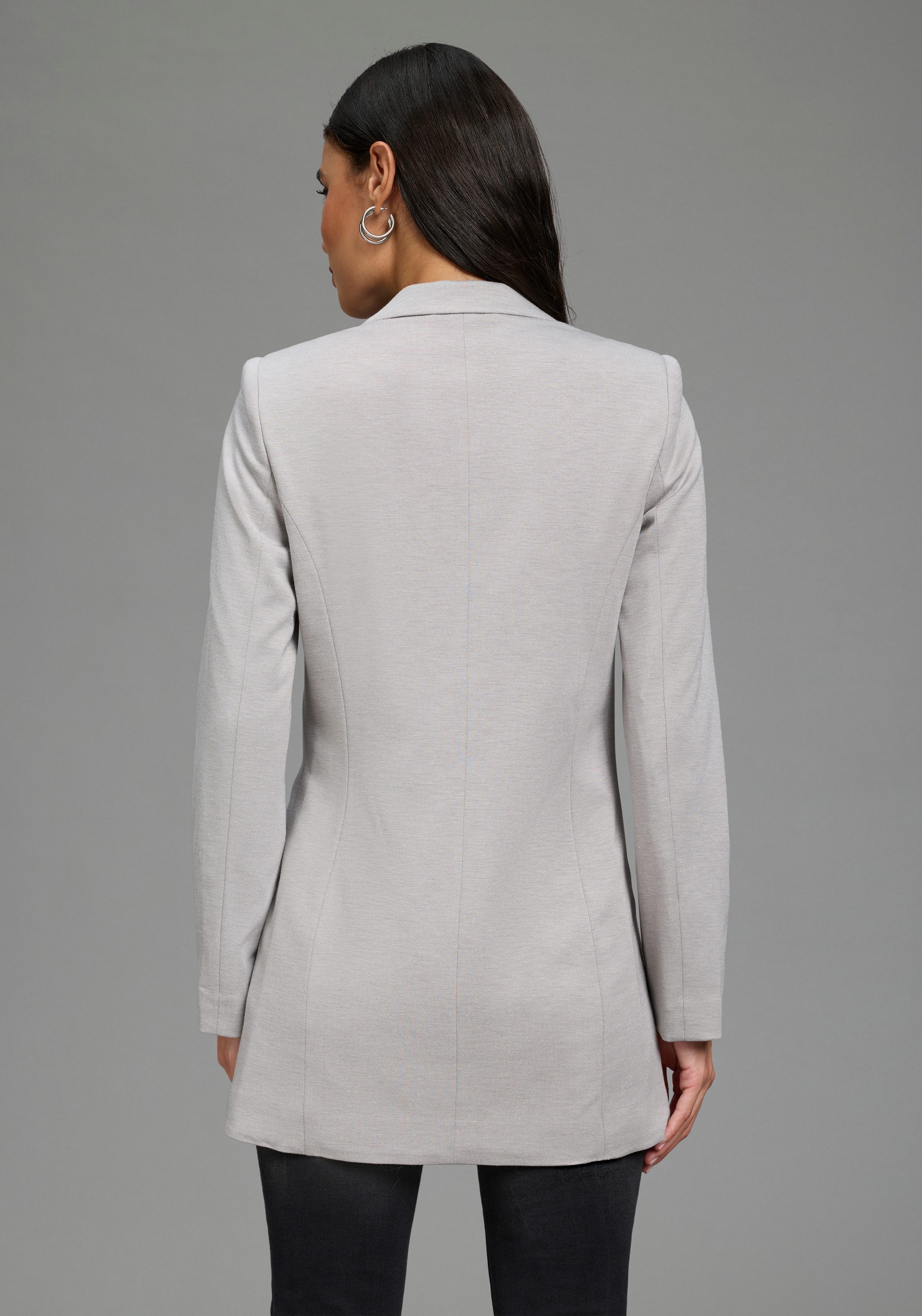 Laura Scott Sweatblazer melierte Optik, mit Reverskragen, 1-Knopf-Form, mit Pattentaschen