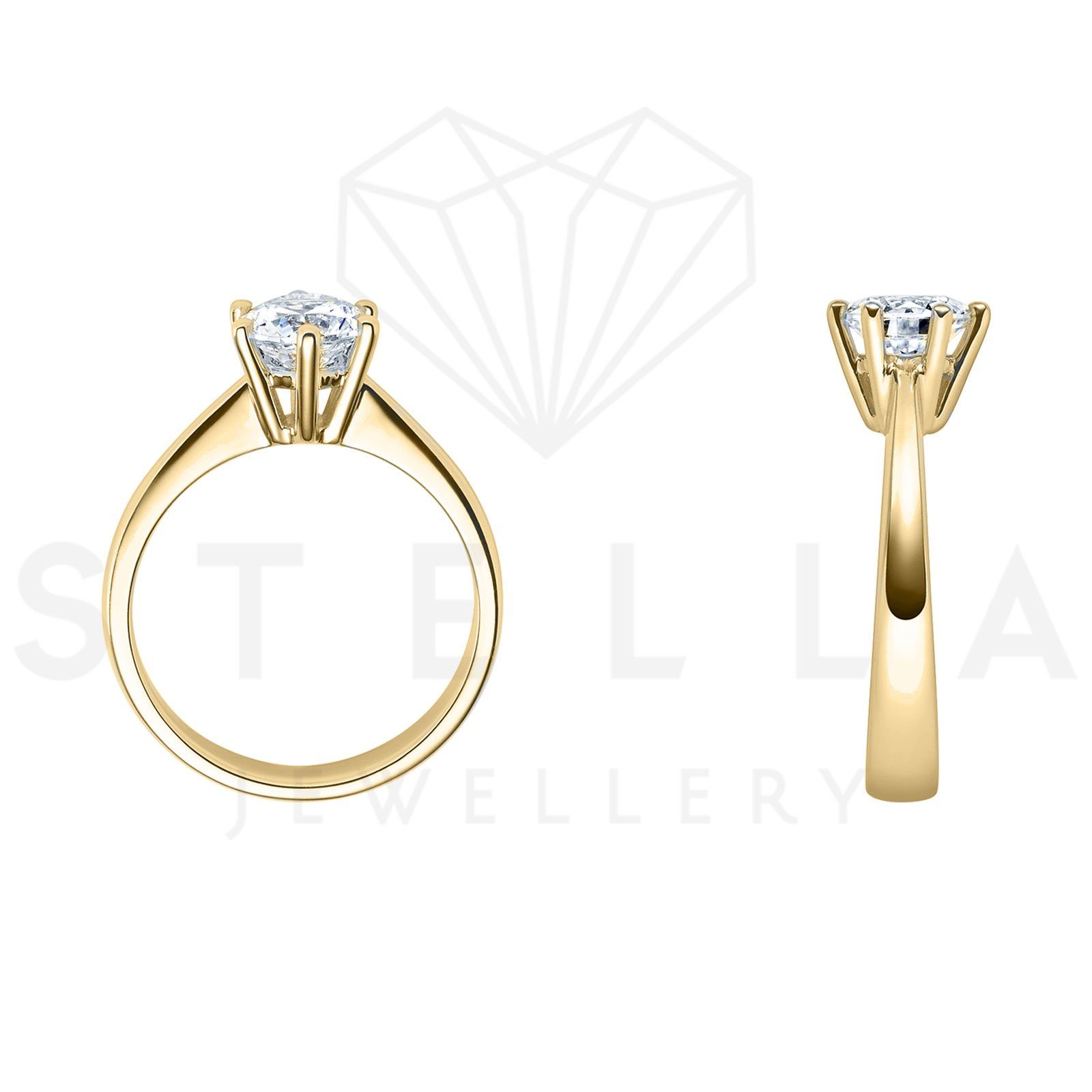 Gr. - Poliert 585er Stella-Jewellery Verlobungsring - (inkl. Verlobungsring 54 Brillant Gelbgold Etui), mit 0,10ct. Diamant