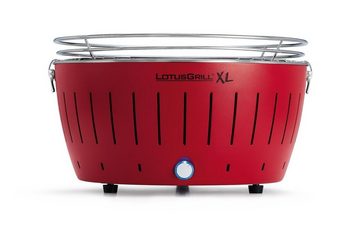 LotusGrill Holzkohlegrill LotusGrill XL Set Feuerrot m. USB Kohle 2,5kg Paste 200ml Zange Tasche