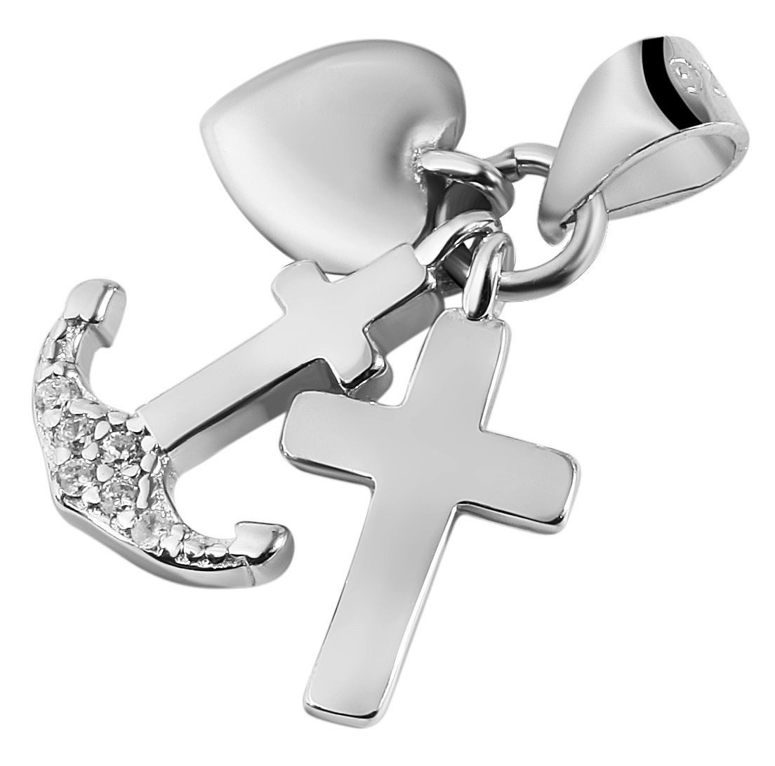 Kettenanhänger Anhänger – Kreuz Kreuzanhänger aus 925 Silber mit Zirkonia