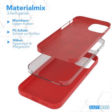 EAZY CASE Handyhülle Premium Silikon Case für Apple iPhone 13 Mini 5,4 Zoll, Smart Slimcover mit Displayschutz Handy Softcase Silikonhülle Etui Rot