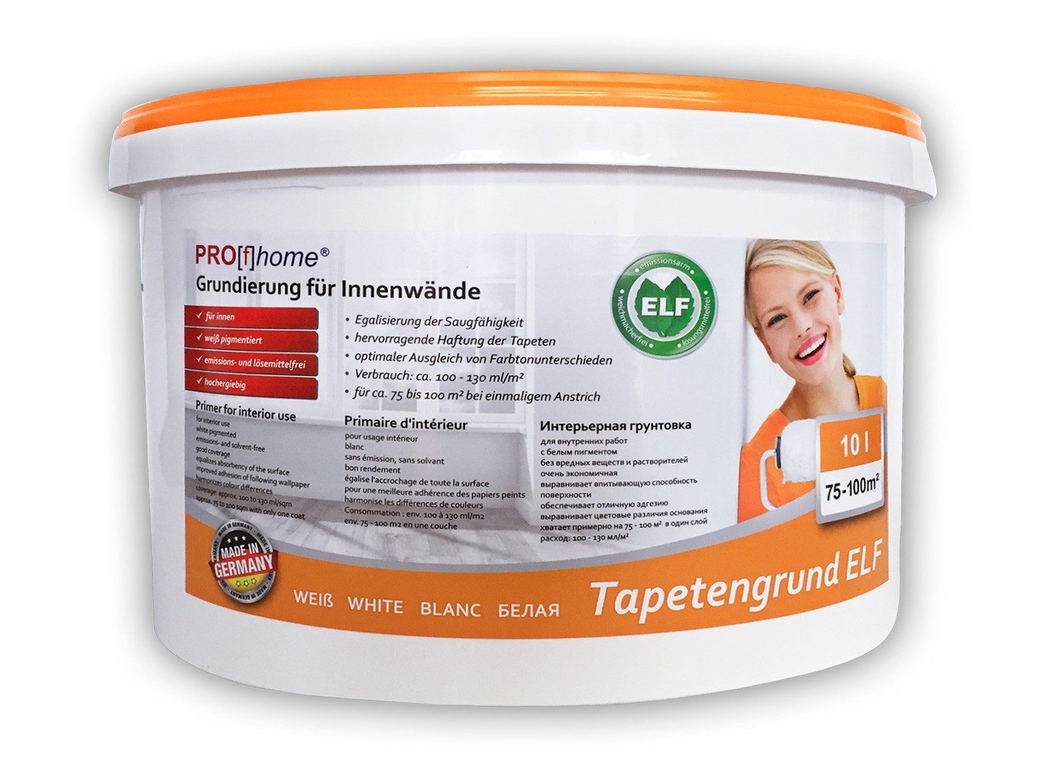 Profhome Tapetengrund Tapetengrund ELF Grundierung für Innenwände weiß 10 L max. 100 qm, Hervorragender Haftvermittler für Kleber Kleister Farben, 1-tlg., Sorgt für perfekte Haftung