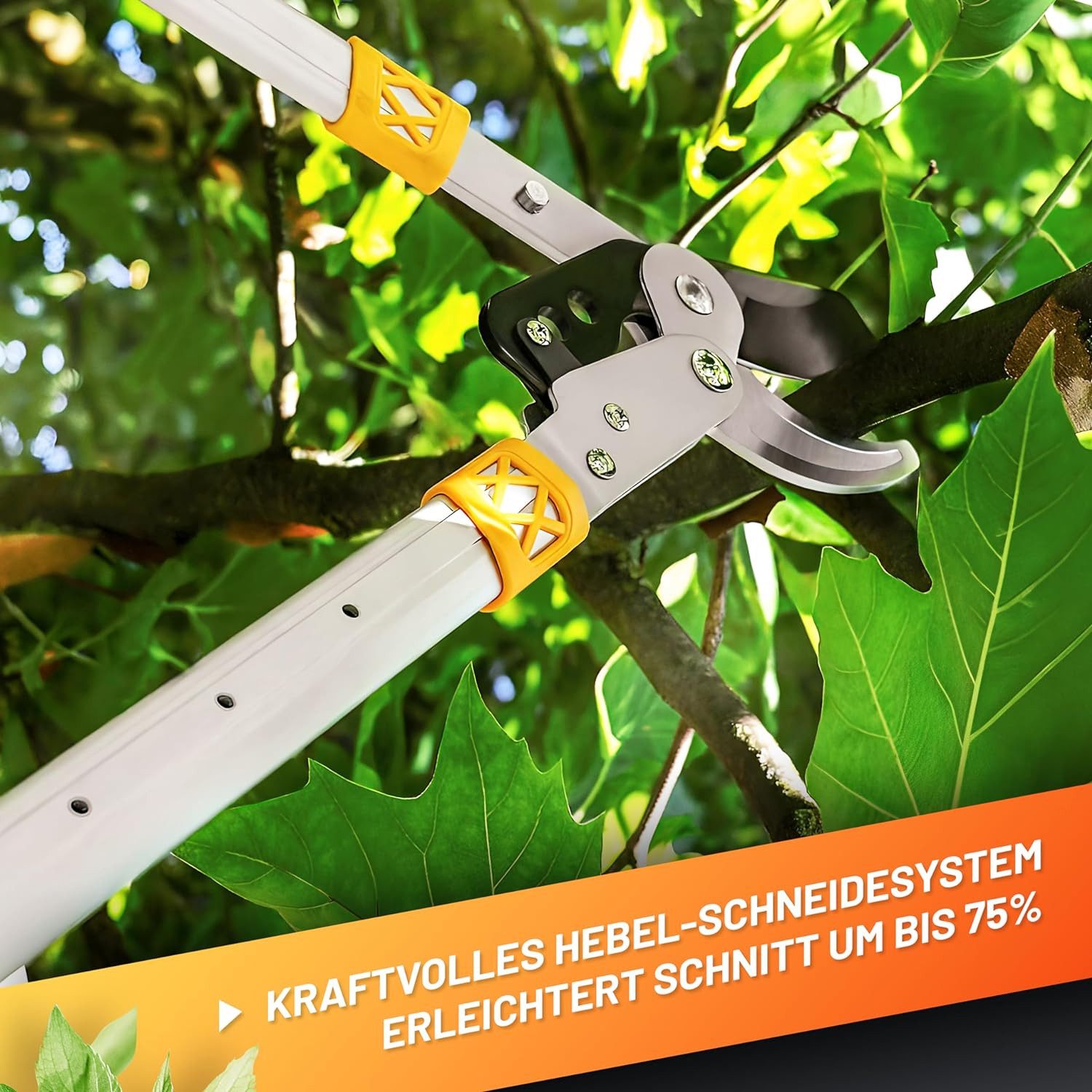 GRÜNTEK Astschere Teleskop-Astschere XT 685 - 940 mm, Bypass Smart-Cut Baumschere, Gehärtete Klinge mit 82 mm Länge, rutschfeste 2-Komponenten-Griffe – Bild 4 von 5