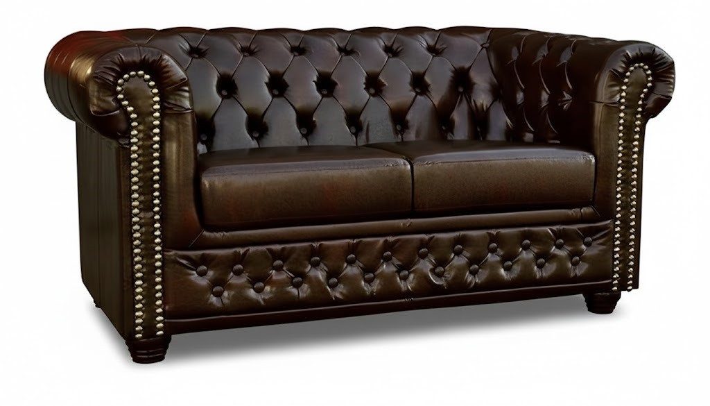 Chesterfield-Sofa 2 Sitzer mit Bettfunktion Couch Polster Sofas Couchen Sofort