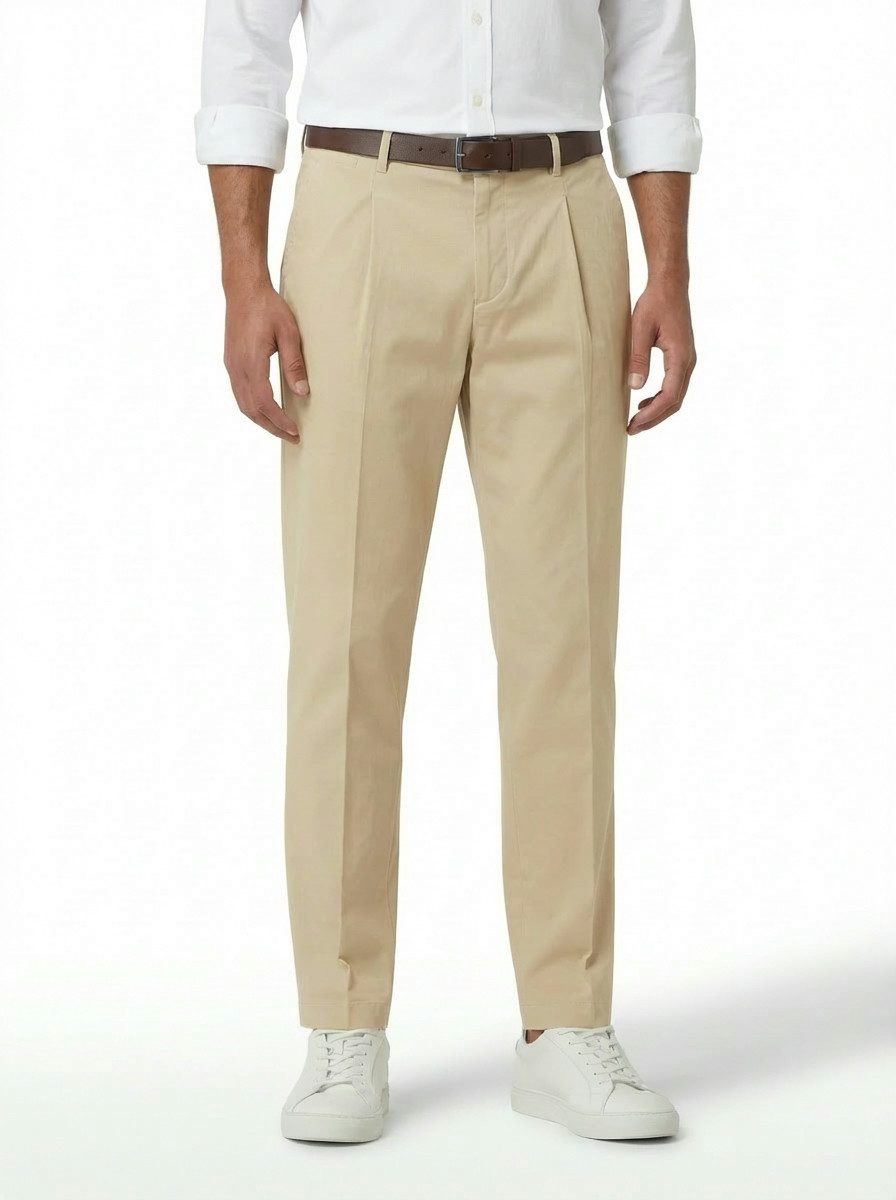 Hiltl Chinos Primo Chino Hose Herren Regular Fit Essential Cotton, beige, 26 Premium Baumwollhose aus Gabardine mit Stretch, elegante Business Hose