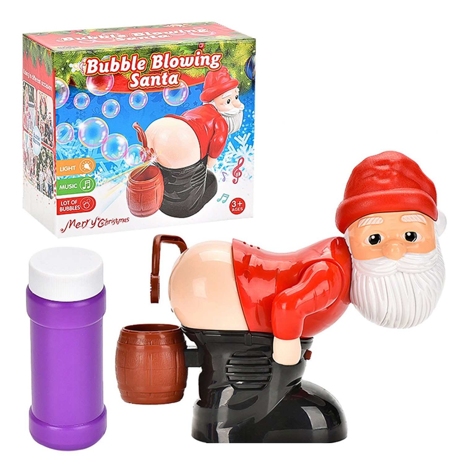 Seifenblasenmaschine Kinder Santa Butt Seifenblasenpistole mit Licht Musik