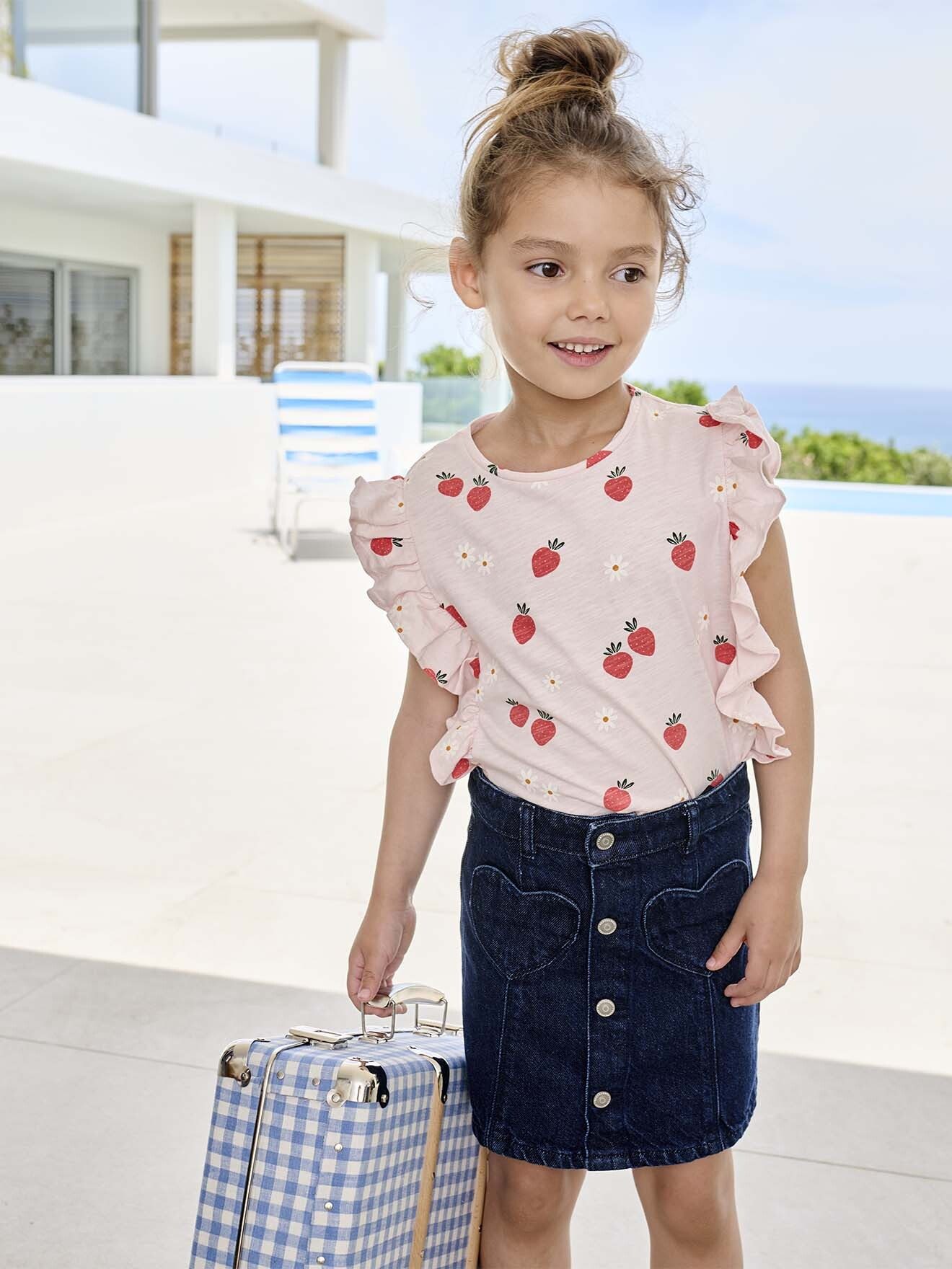 Minirock Mädchen Jeansrock mit Knöpfen