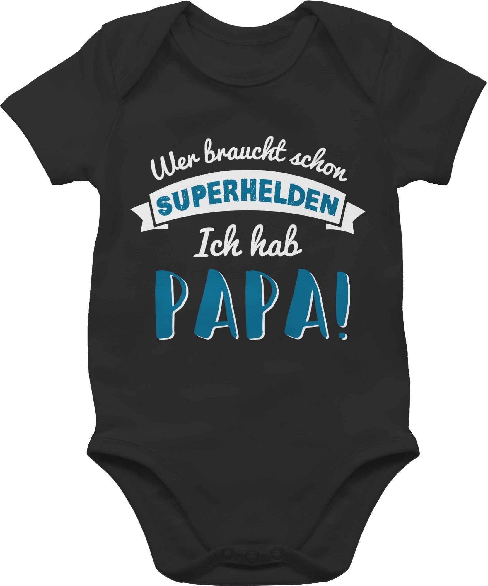 hab Superhelden Baby Shirtracer Geschenk ich schon Wer Schwarz braucht 3 Papa Shirtbody Vatertag blau