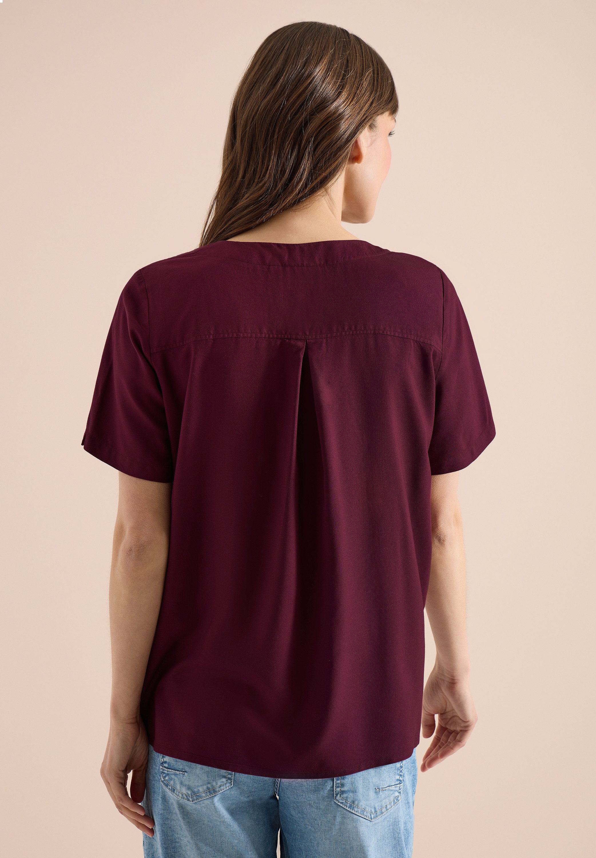 CECIL Kurzarmbluse mit Knotendetail am Saum