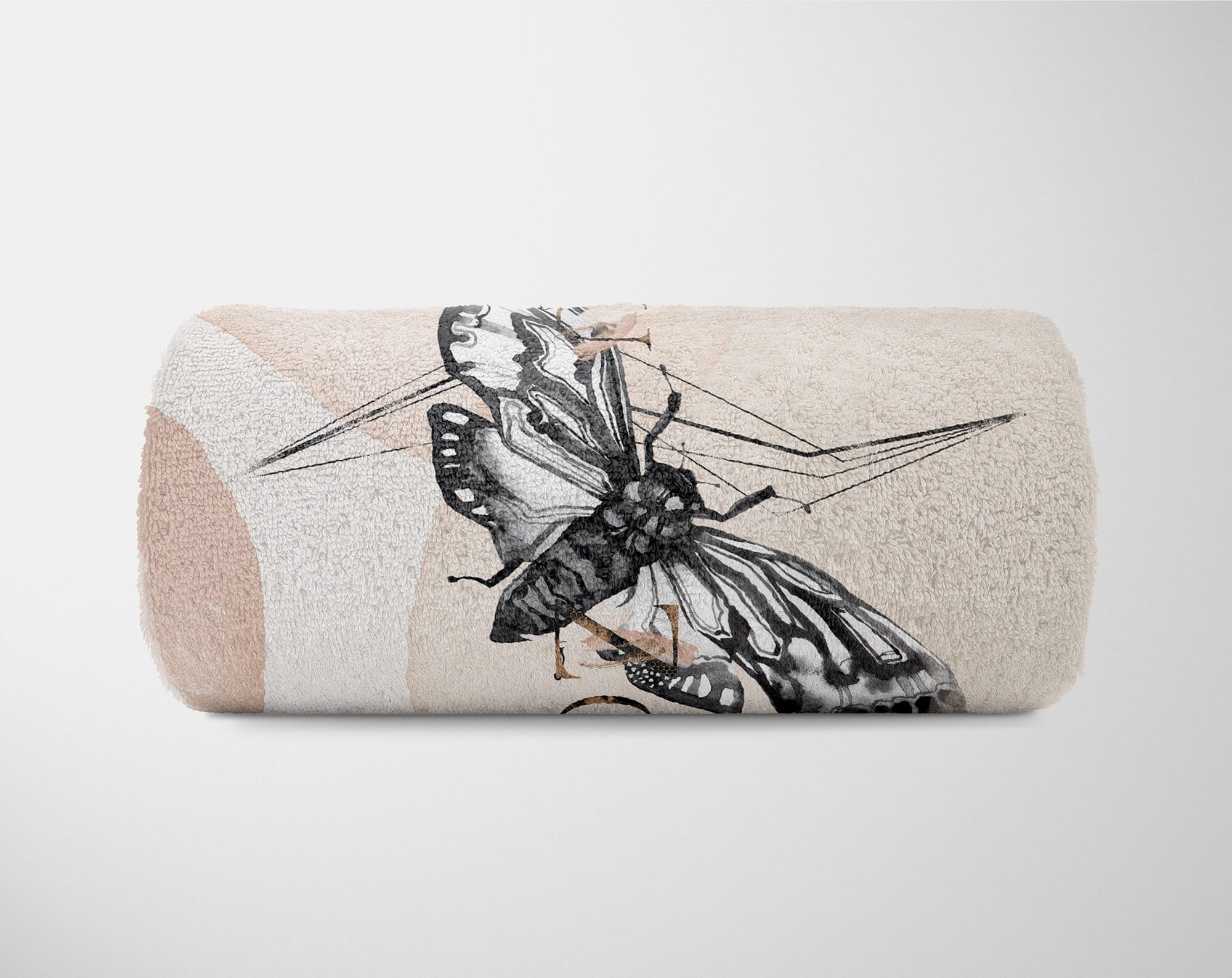 Baumwolle-Polyester-Mix (1-St), Motte Kuscheldecke Saunatuch Handtücher Handtuch Pastelltöne, Art Motiv Kunstvoll Handtuch Strandhandtuch Sinus