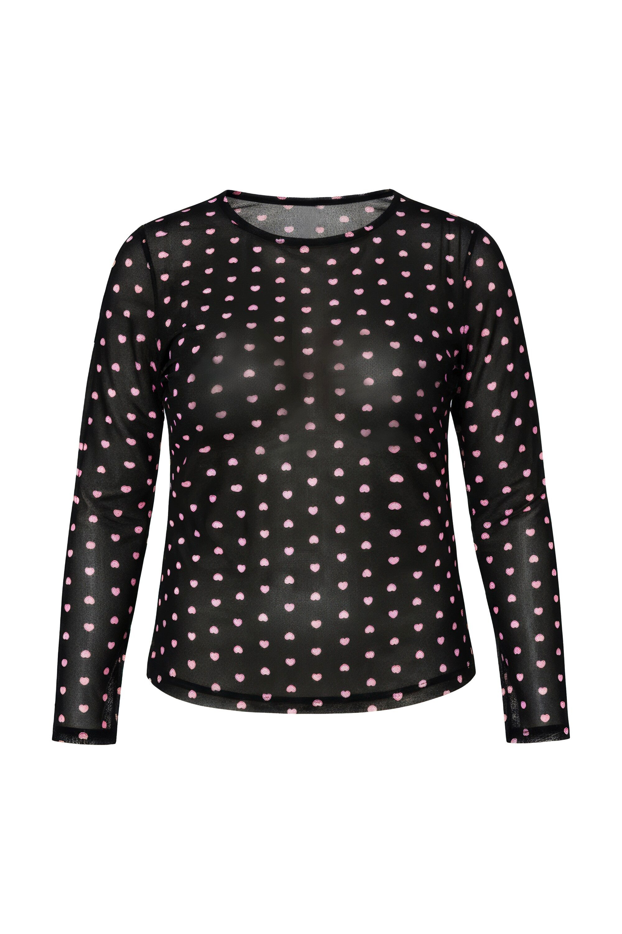 Studio Untold Longsleeve Shirt Slim Shape Mesh Langarm Herzen günstig online kaufen