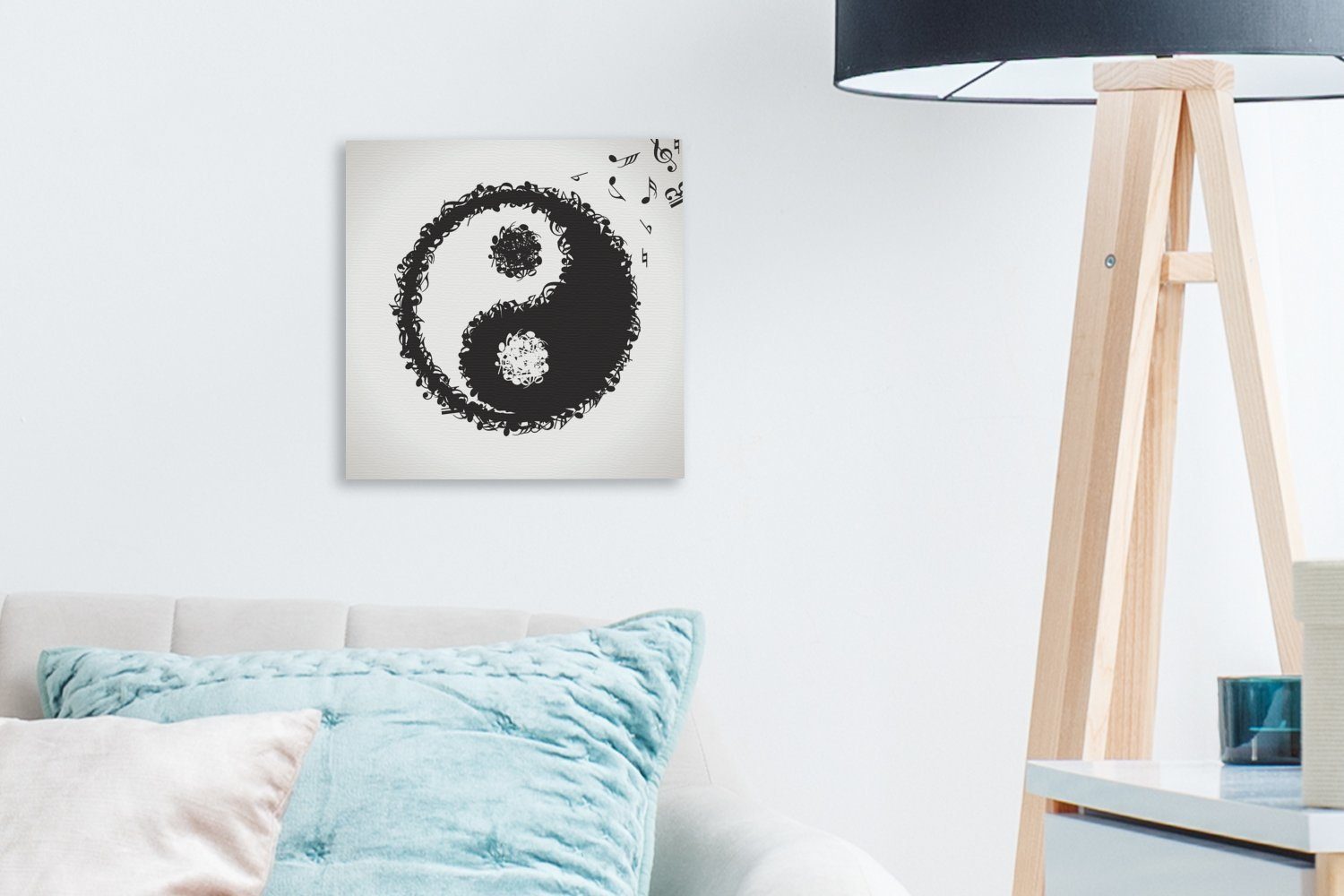 Yin- Yang-Logos, für und eines Leinwandbild St), Eine bestehend Leinwand Wohnzimmer Bilder Musiknoten, Schlafzimmer (1 Illustration OneMillionCanvasses® aus