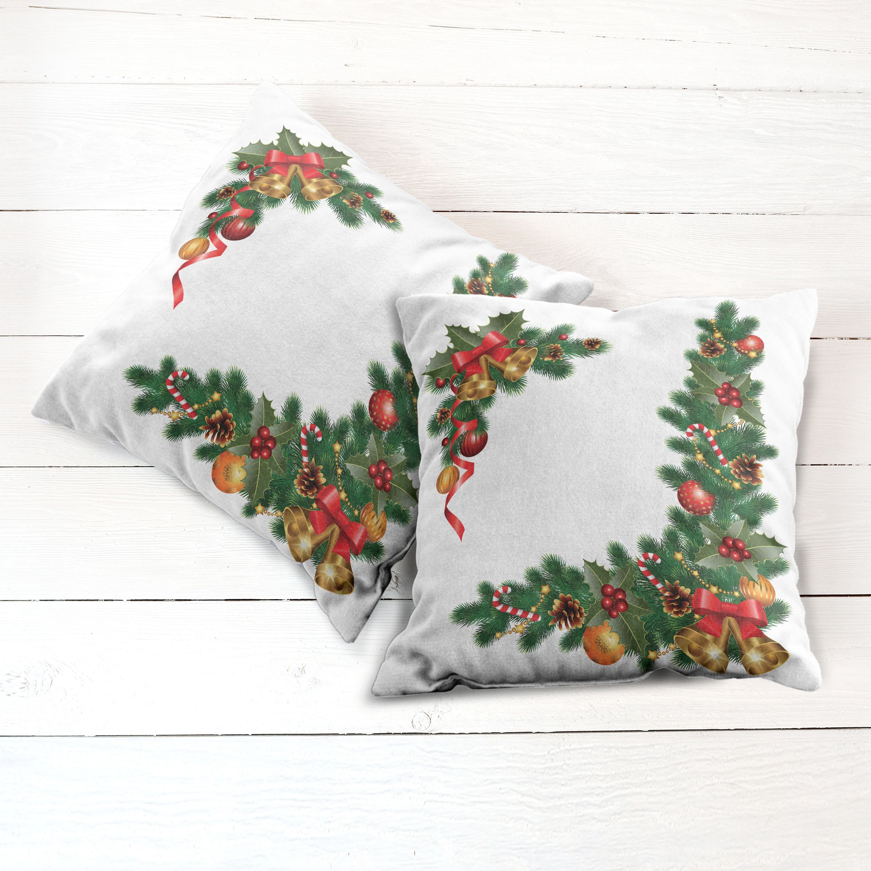Modern Weihnachten Verzierungen Bäume Accent Abakuhaus (2 Doppelseitiger Digitaldruck, Kissenbezüge mit Stück),