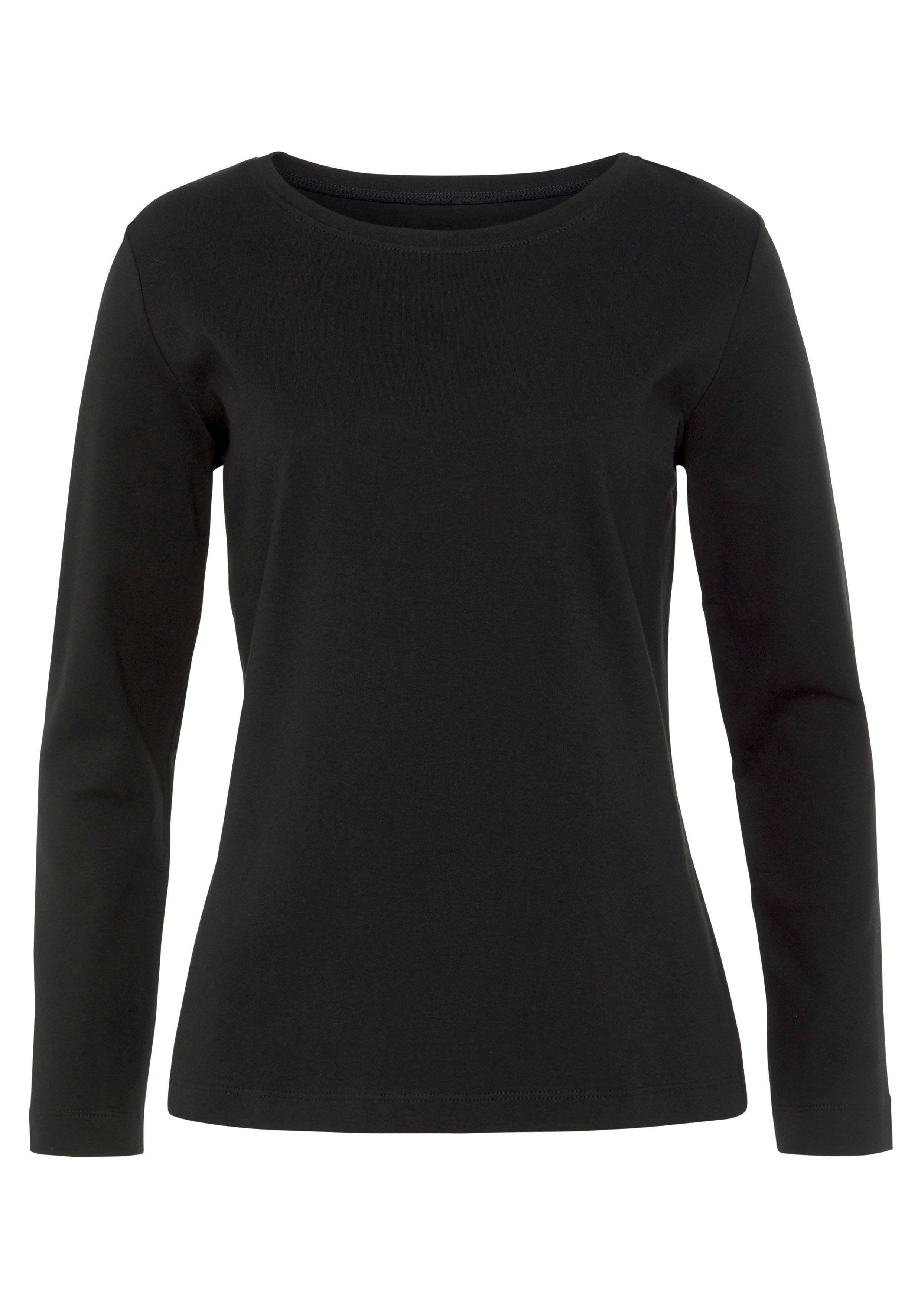 Vivance Langarmshirt aus reiner Baumwolle (2er-Pack) aus luftiger Interlock-Qualität