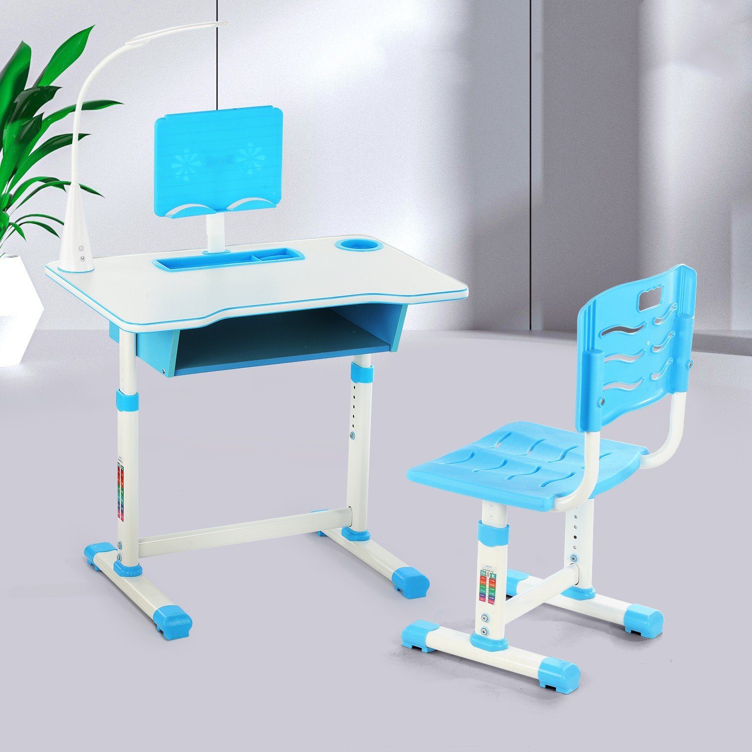 WILGOON Kinderschreibtisch Jugendschreibtisch mit Lampe, höhenverstellbar, günstig online kaufen