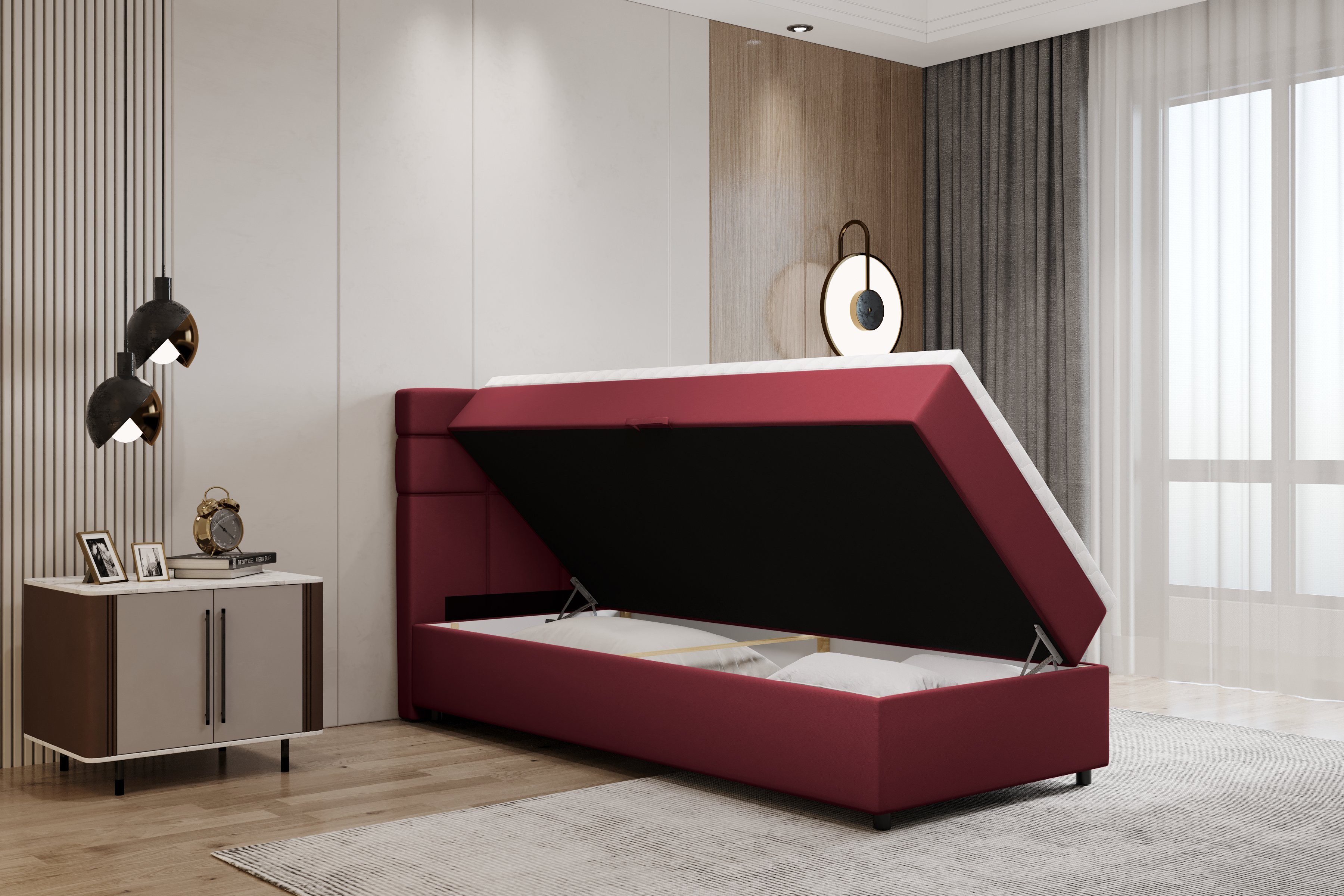 Homesy Boxbett Reve, 90x200, 100x200, 120x200, Boxbett mit Bettkast und Topper