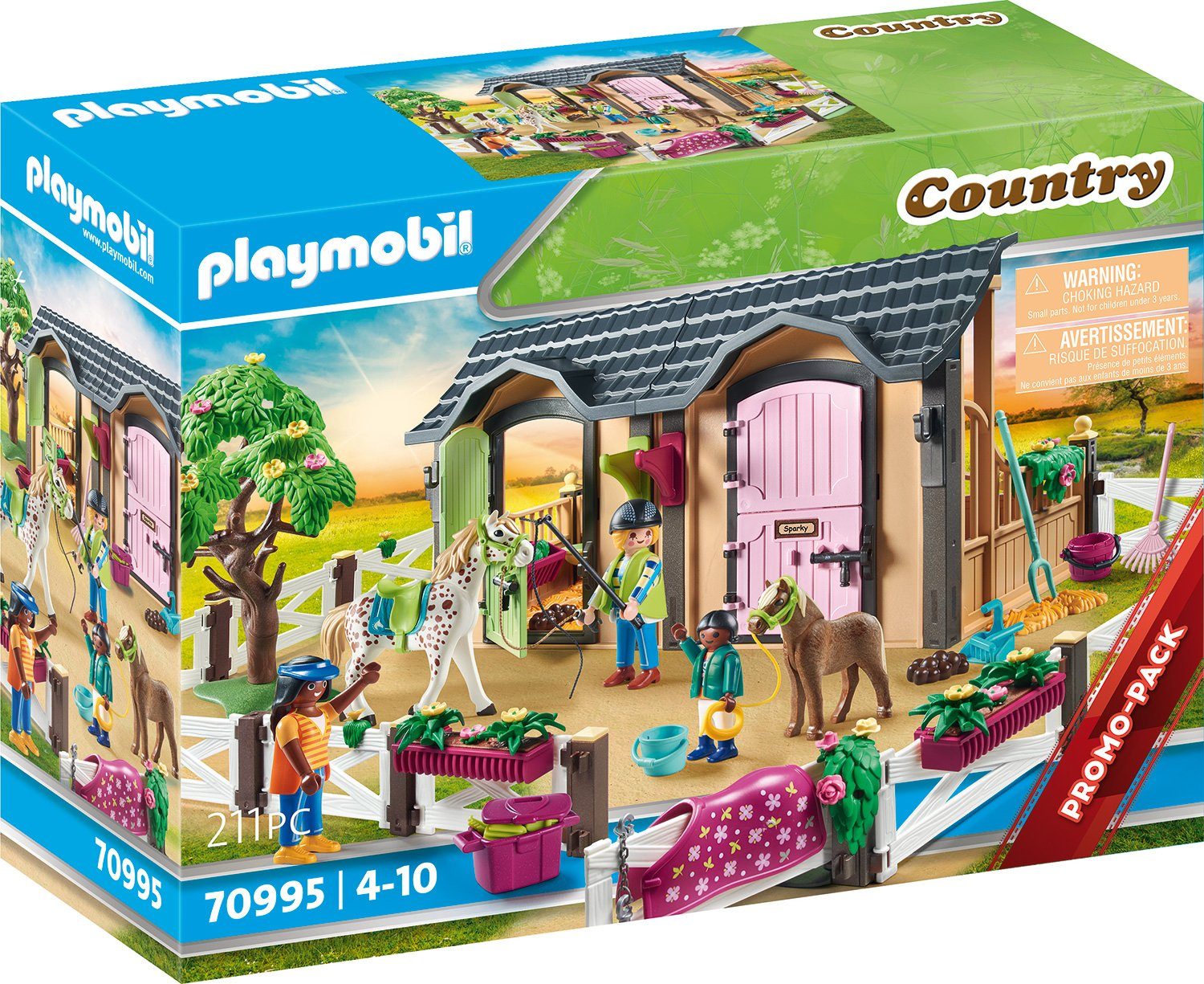 Playmobil® Konstruktions-Spielset Reitunterricht mit Pferdeboxen (70995), Country, (211 St), Made in Germany