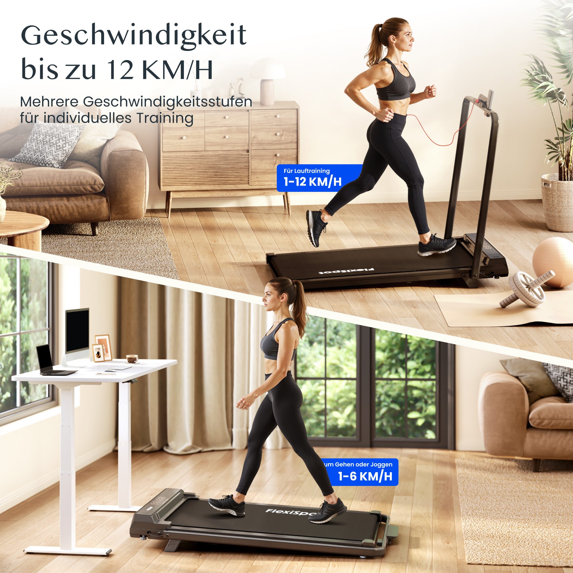 FLEXISPOT Laufband Klappbares Walking Pad DynamiX 1-12 km/h, MAX 140KG (LED-Display&Kabellose Fernbedienung, Leiser bürstenloser Motor, rutschfest & gedämpft), Mit Schmiermitteln, für Zuhause & Homeoffice