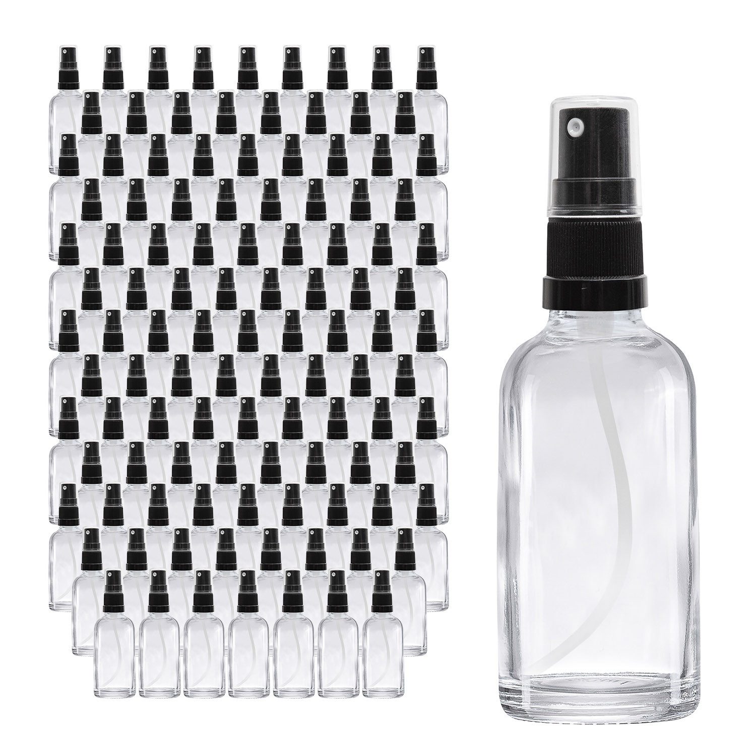 Oputec Sprühflasche 143 x 30ml Sprühflasche, Klarglas, schwarzer Zerstäuber, (Spar-Set)
