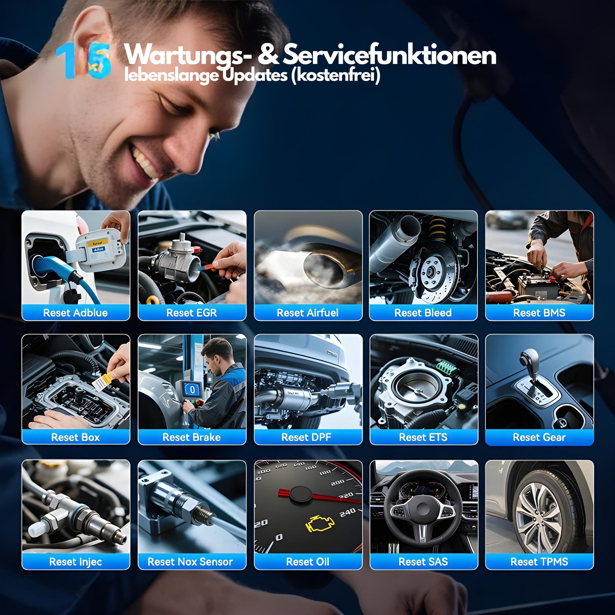 MUCAR Kfz-Diagnosegerät OBD2 Diagnosegerät – Profi-Fahrzeugdiagnose mit CAN-FD, Komplett-Set, Komplettset, CAN-FD, bidirektionale Tests, WLAN-Update, Touchscreen