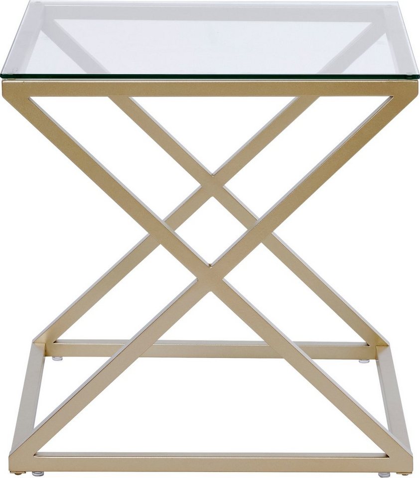 Jahnke Beistelltisch XTRA BY SIDE (1-St), Nachttisch/Beistelltisch in Gold- Look, aus Sicherheitsglas gefertigt