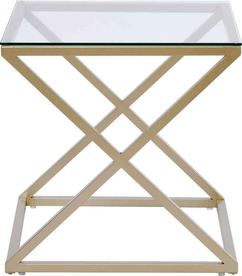 Jahnke Beistelltisch XTRA BY SIDE (1-St), Nachttisch/Beistelltisch in Gold-Look, aus Sicherheitsglas gefertigt