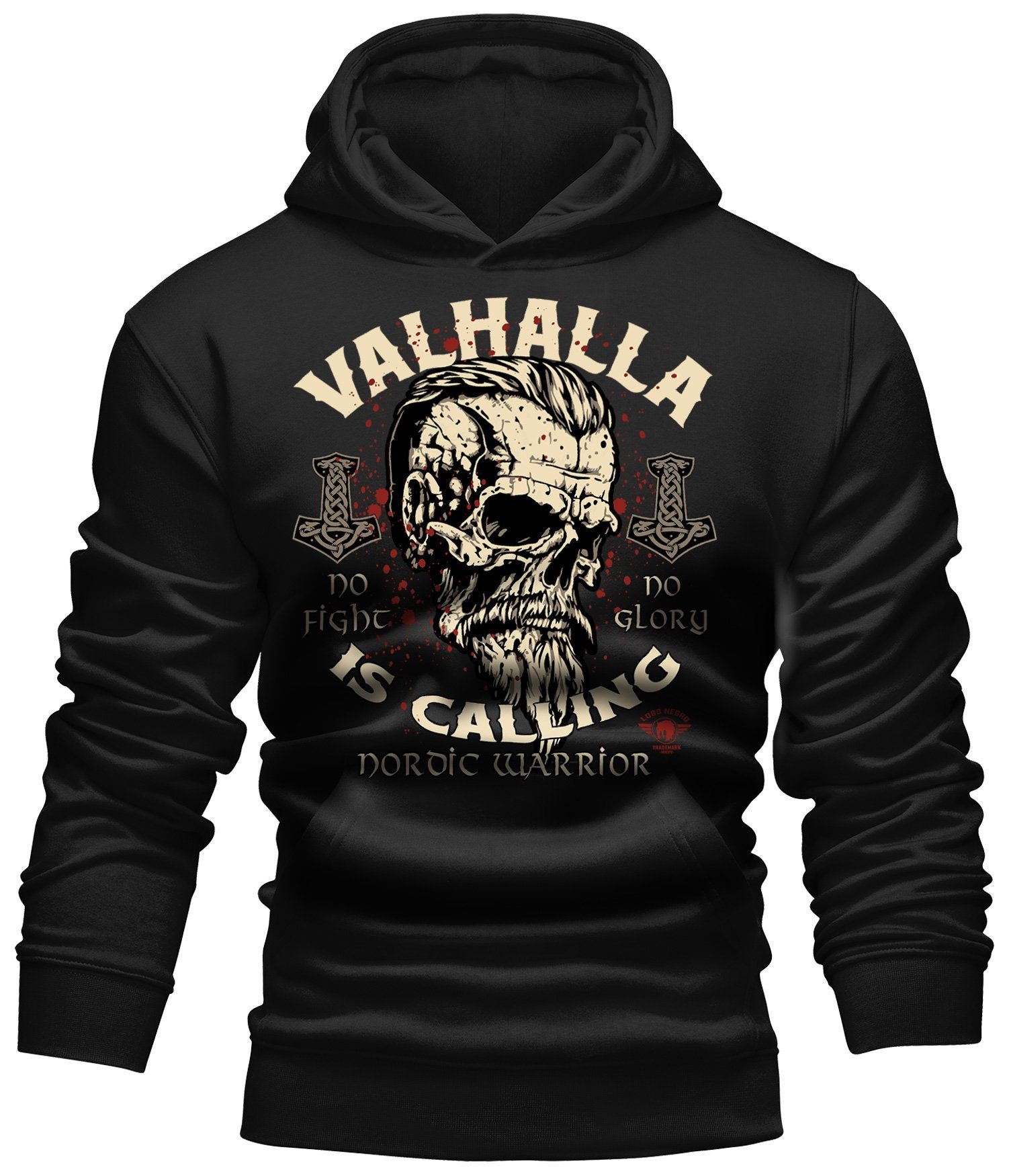 LOBO NEGRO® Kapuzensweatshirt Hoodie für Wikinger Nordmann Keltic Fans: Nordic Warrior