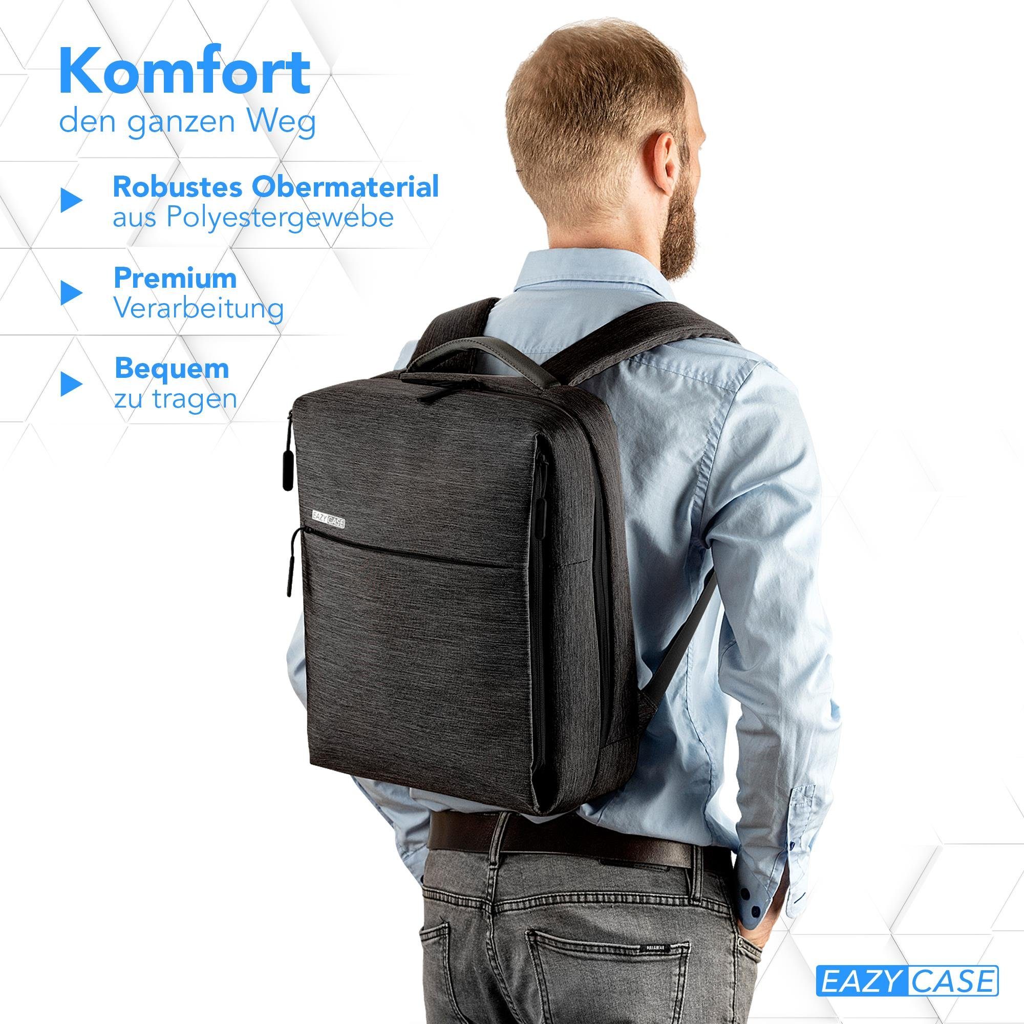 EAZY CASE Laptoprucksack Notebook-Rucksack, Rucksack mit Laptopfach bis 17 Zoll Unisex Tasche Grau / Anthrazit