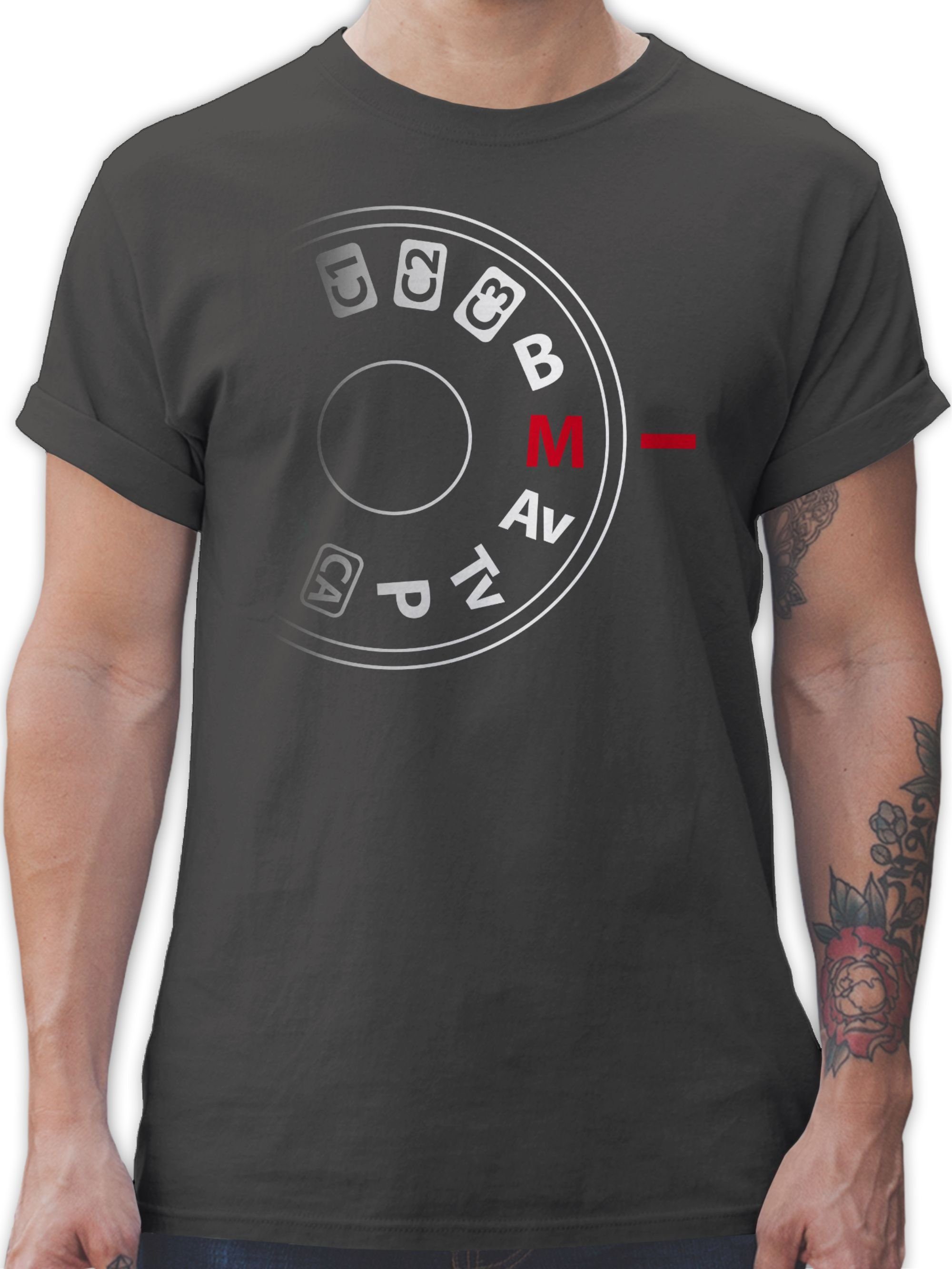 Shirtracer T-Shirt Kamera Einstellrad Fotograf Fotografie Geschenk Fotografen Fotografie Zubehör 02 Dunkelgrau