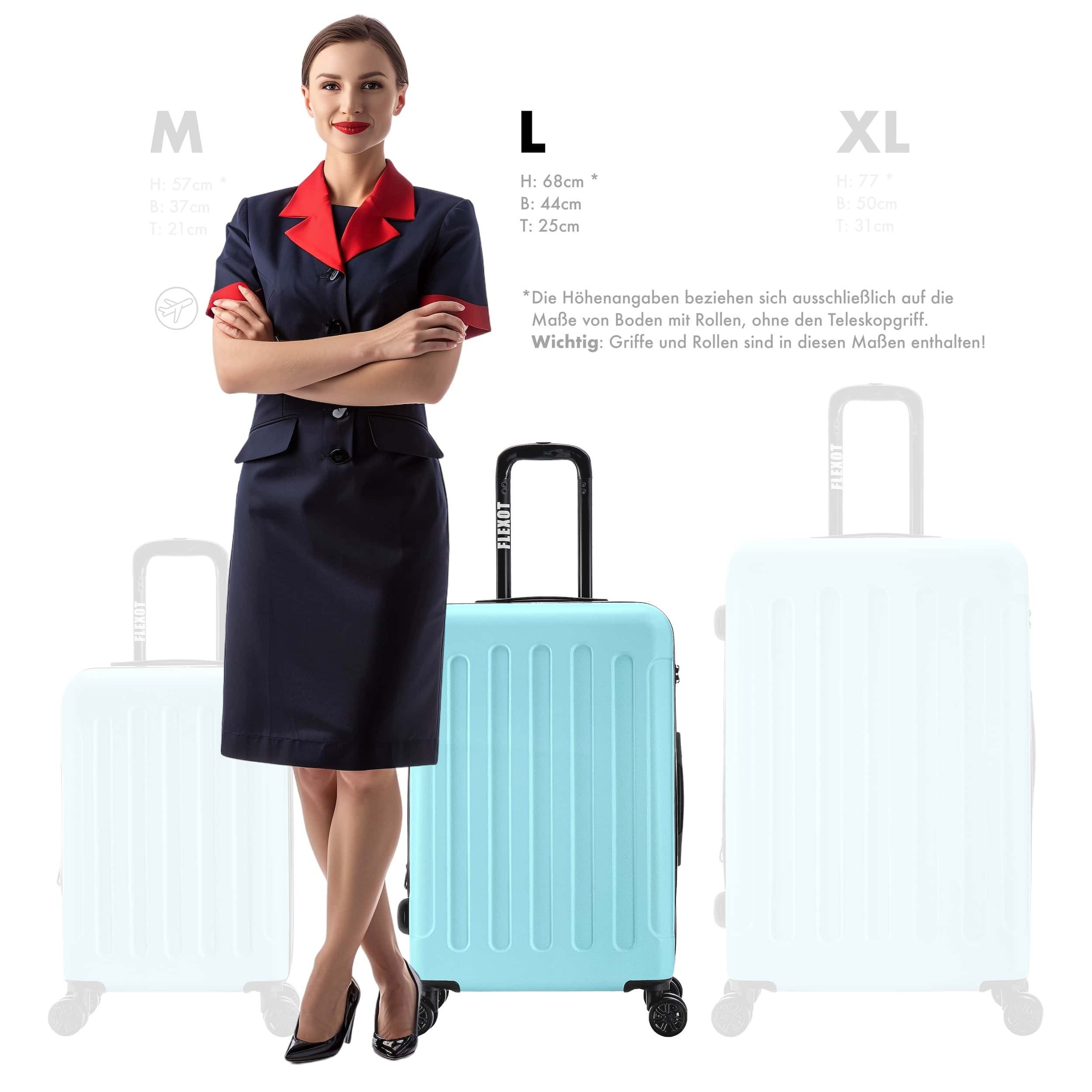 Flexot Hartschalen-Trolley F-3045 (Gr. M, L, XL) – Kofferset – ABS-Hartschale, 4 Rollen, Robuster und moderner Koffer mit vier 360° Rollen und Zahlenschloss – Bild 2 von 5
