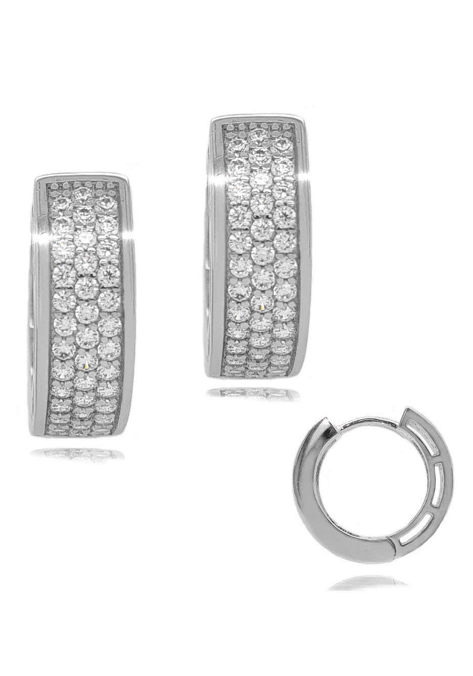 Firetti Paar Creolen Schmuck Geschenk Silber 925 Ohrschmuck Pavé-Optik  glitzernd, zu Kleid, Shirt, Jeans, Sneaker! Anlass Geburtstag Weihnachten,  Echtschmuck Echtsilber Silberschmuck Silber 925 - rhodiniert