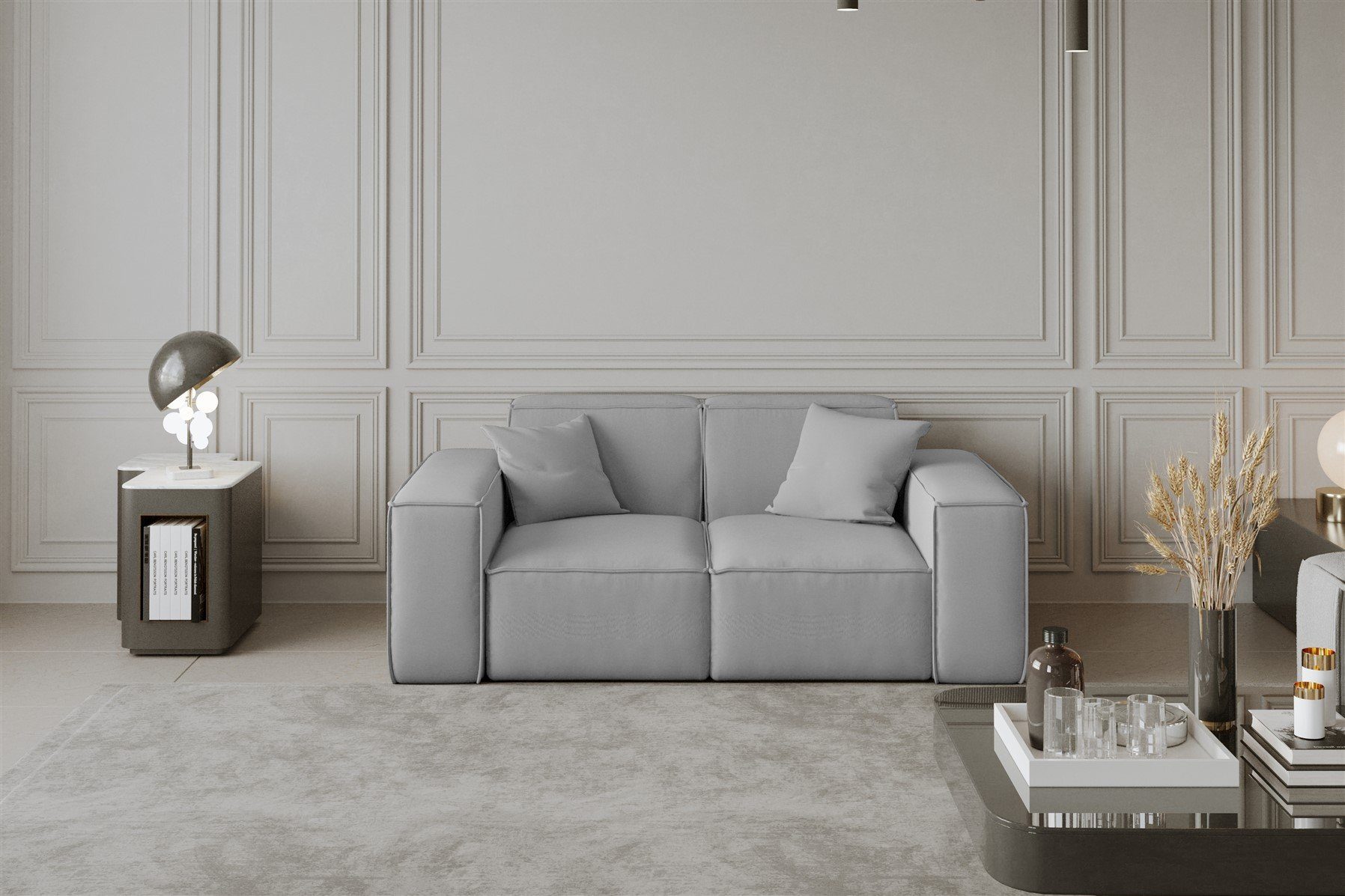 Sofa Sofa Designersofa CELES 2-Sitzer in Stoff Opera Velvet und Scala
