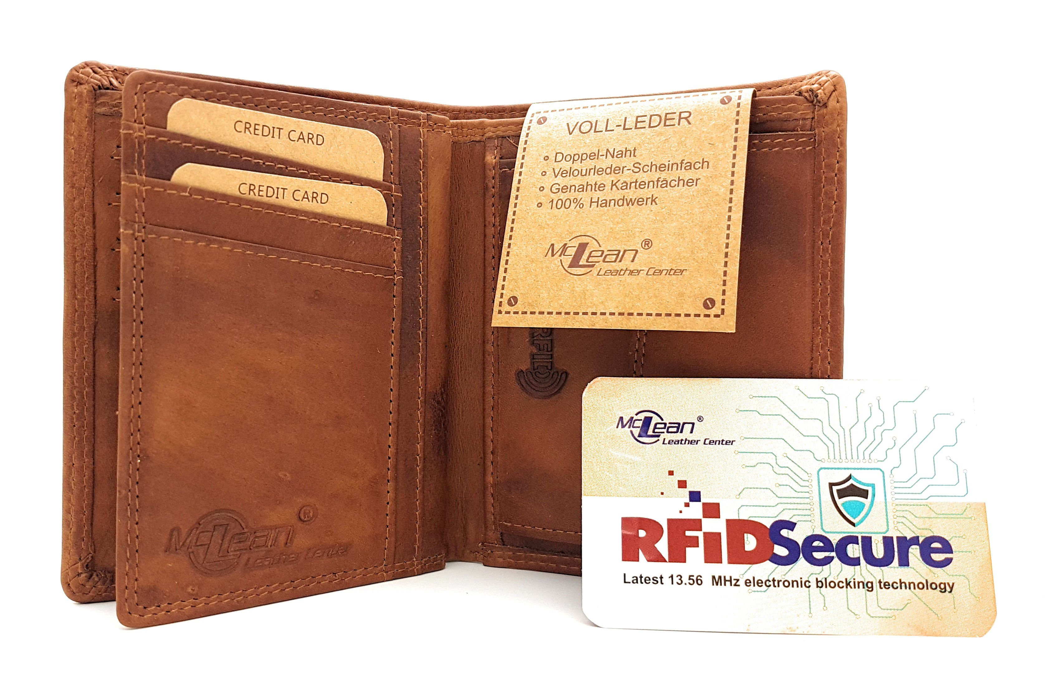 mit McLean Vintage, RFID Geldbörse Leder, Schutz, echt Volllederausstattung