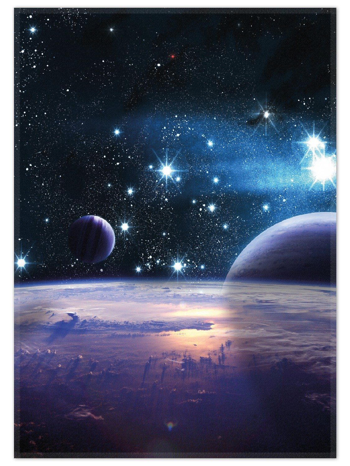 Wallario Teppich Planeten im Weltall, rechteckig, rutschfest günstig online kaufen