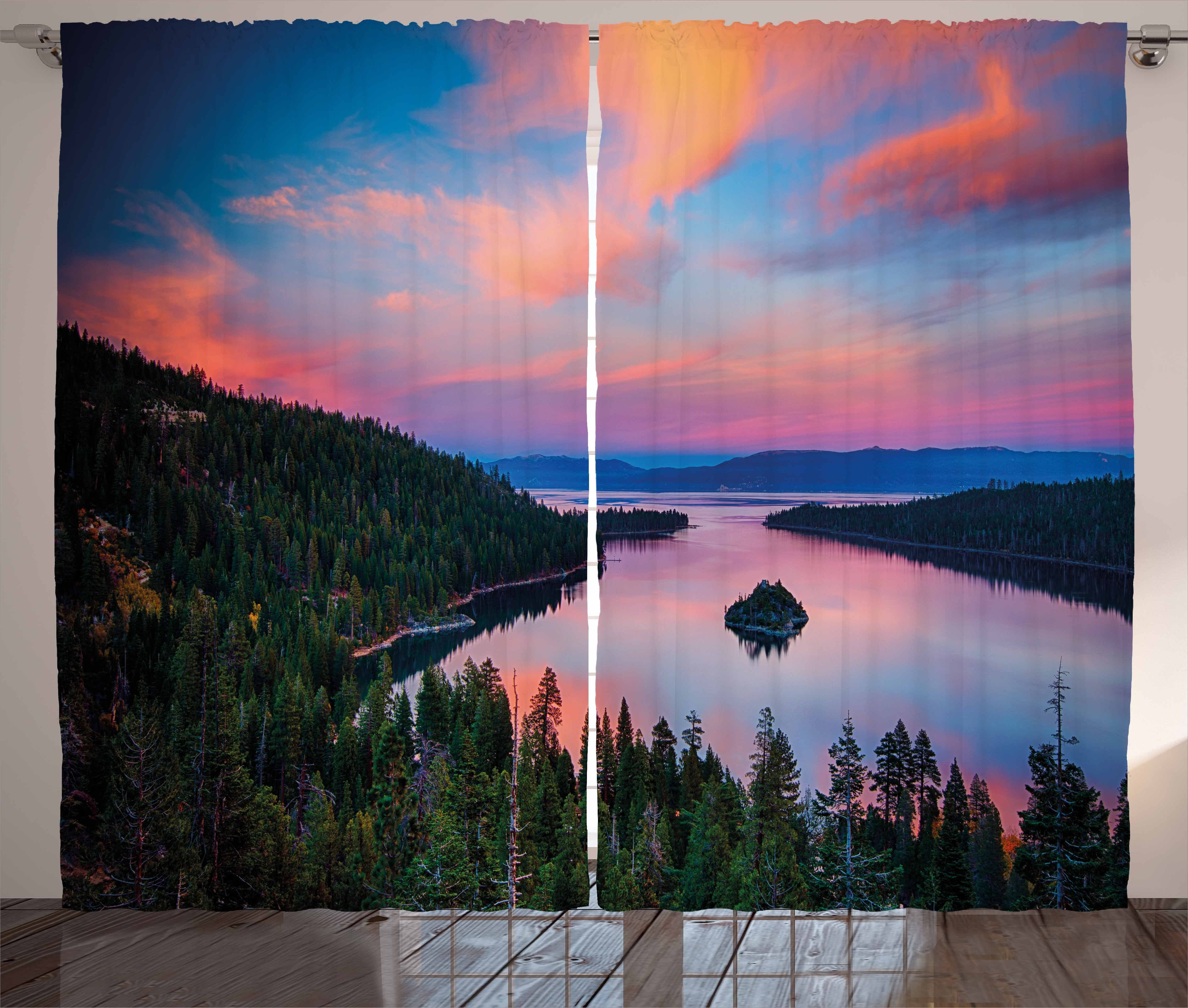 Gardine Schlafzimmer Kräuselband Abakuhaus, Schlaufen Foto Haken, mit Tahoe Vorhang Kalifornien und Lake
