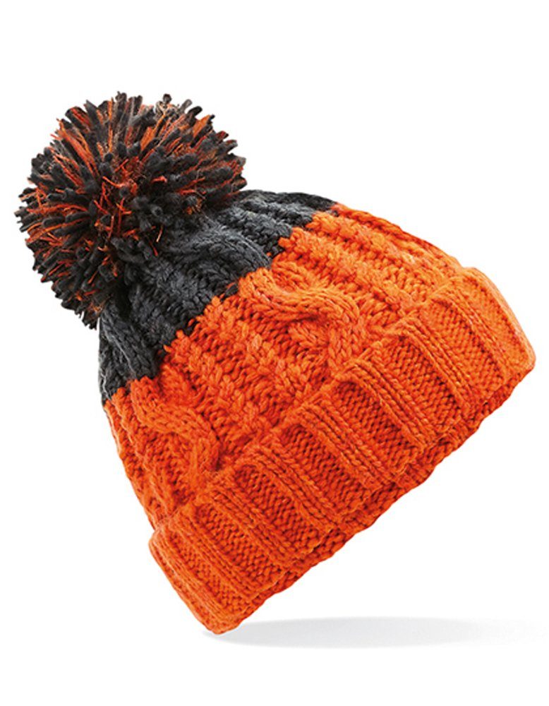 Goodman Design Bommelmütze Winter Mütze Pudelmütze Beanie Strickmütze Hochwertiges Thermalband aus Shearling für zusätzliche Wärme Orange/Graphite Grey